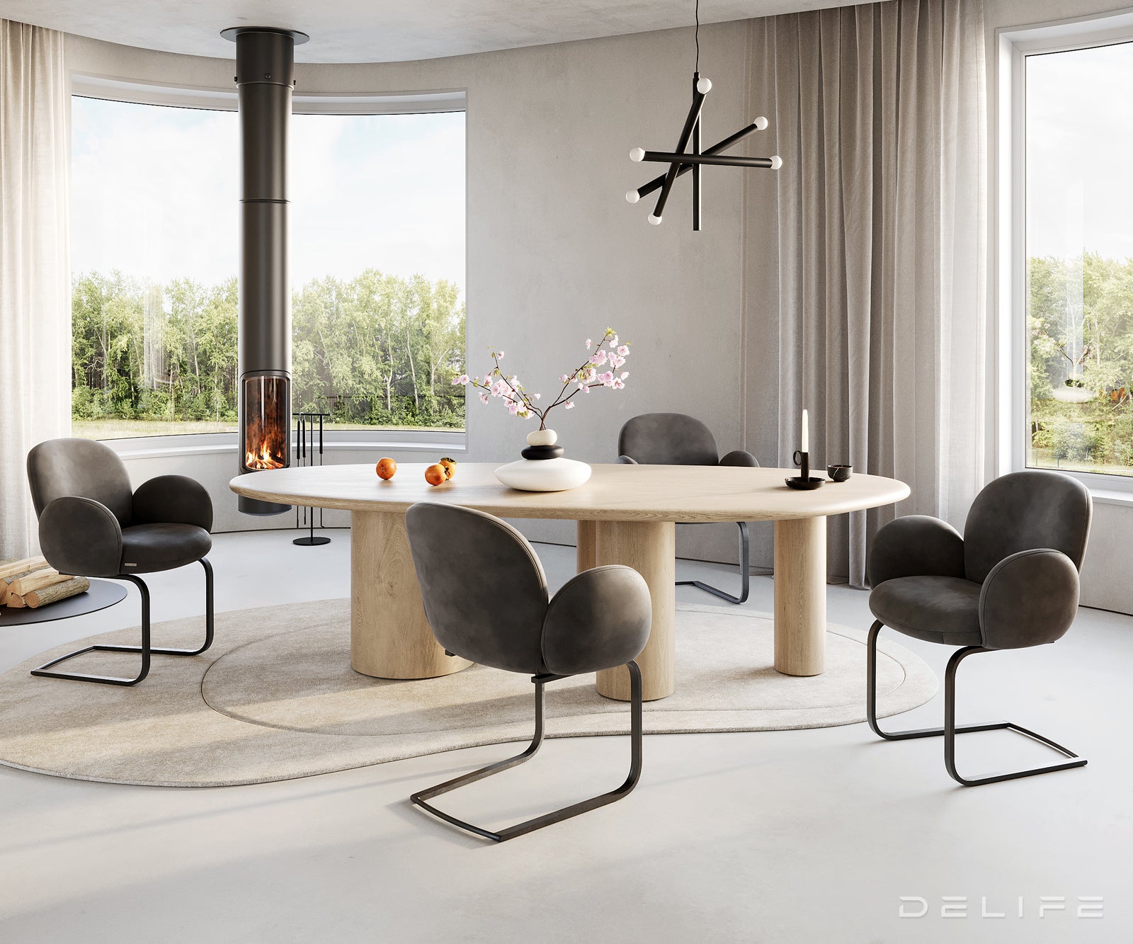 Jedilni stol z nasloni za roke Nube, Material: Mikrofibra