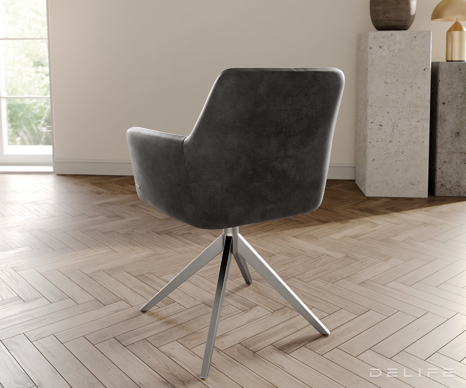 Jedilni stol z nasloni za roke Xana, Material: mikrofibra