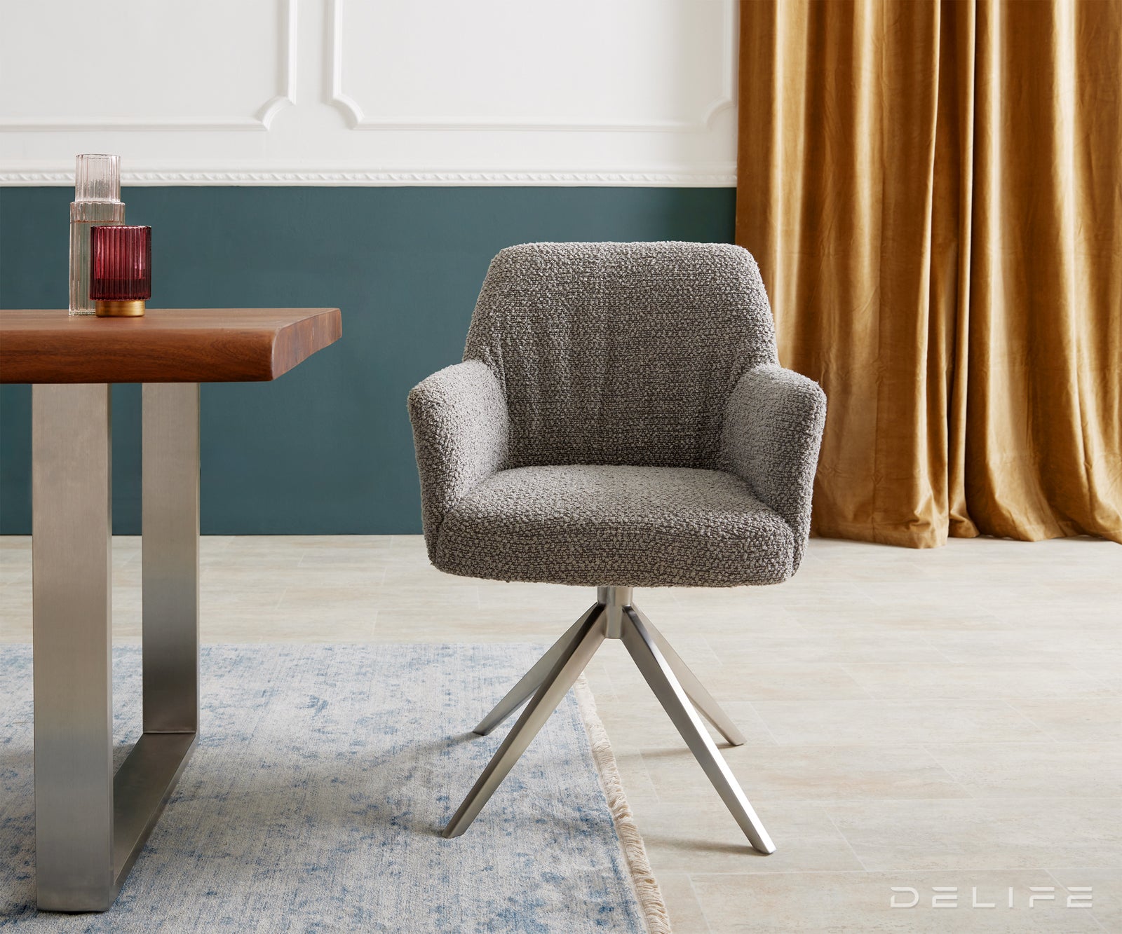 Jedilni stol z naslonjalom za roke Xana, Material: Bukle