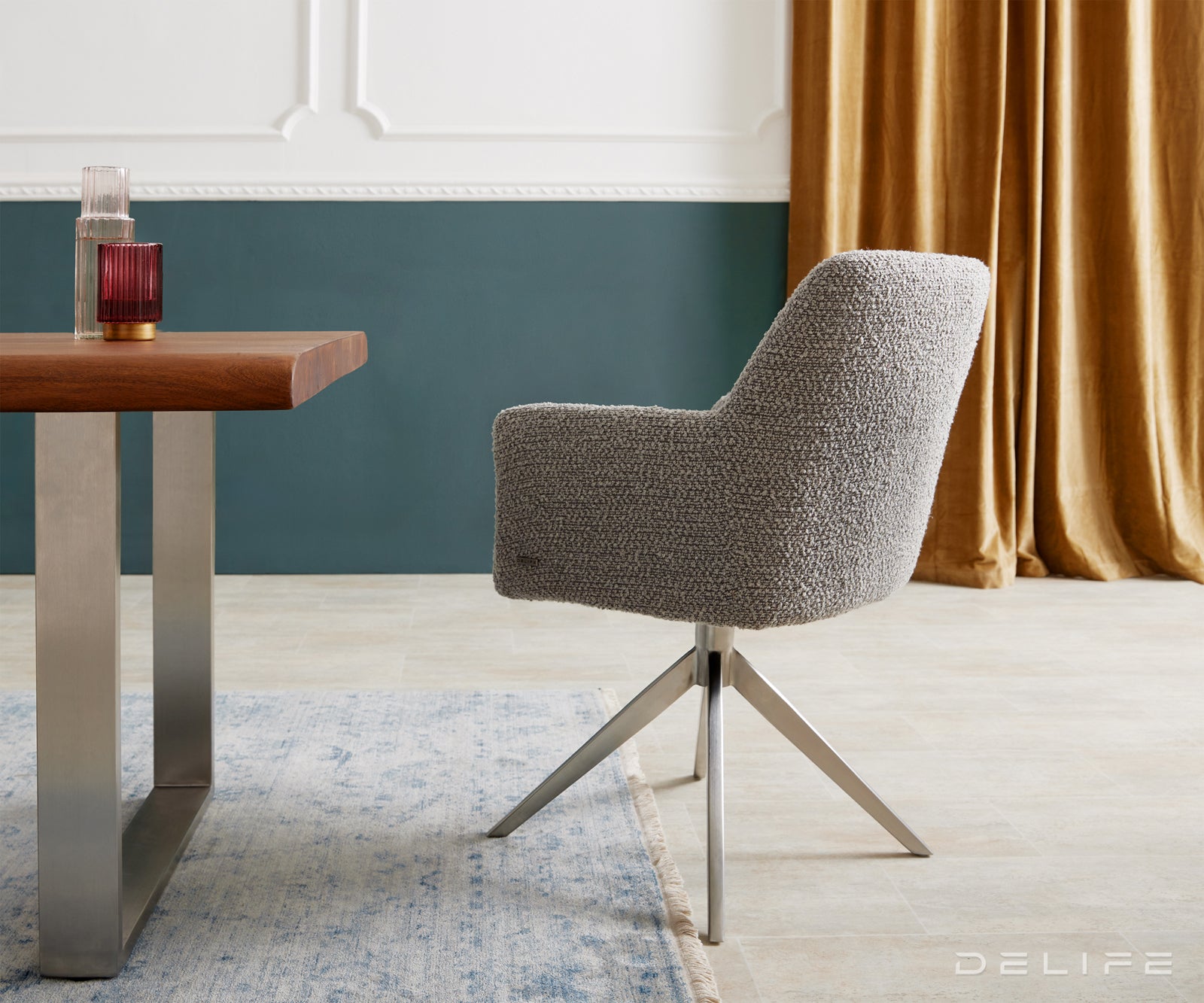 Jedilni stol z naslonjalom za roke Xana, Material: Bukle