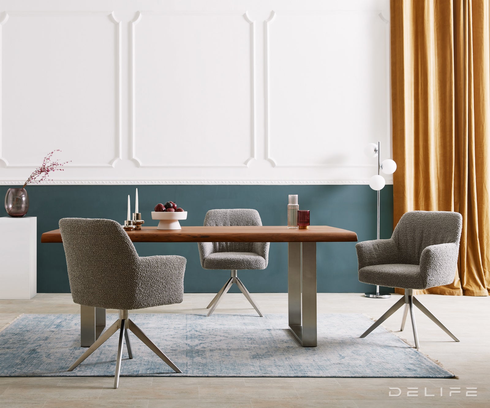 Jedilni stol z naslonjalom za roke Xana, Material: Bukle