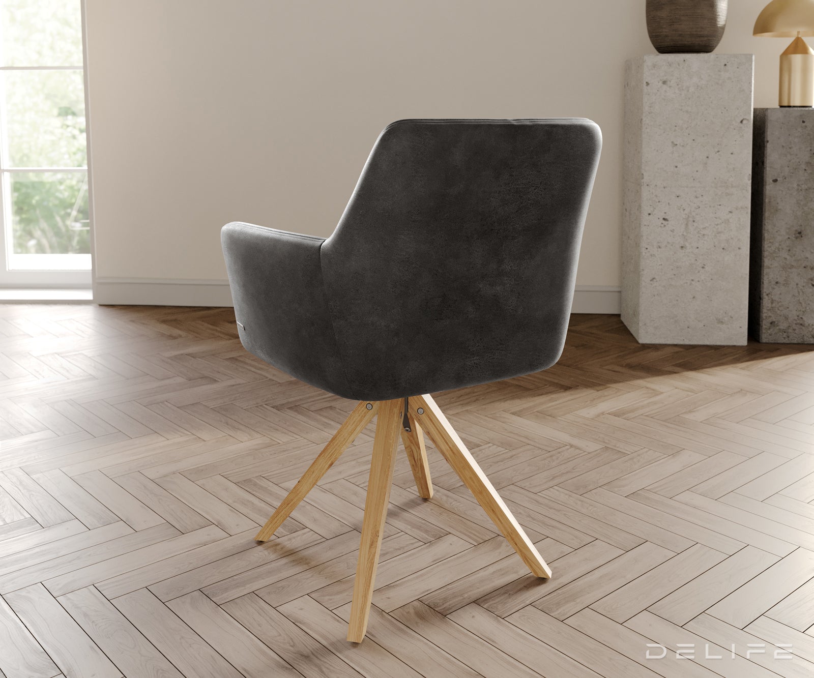 Jedilni stol z nasloni za roke Xana, Material: mikrofibra