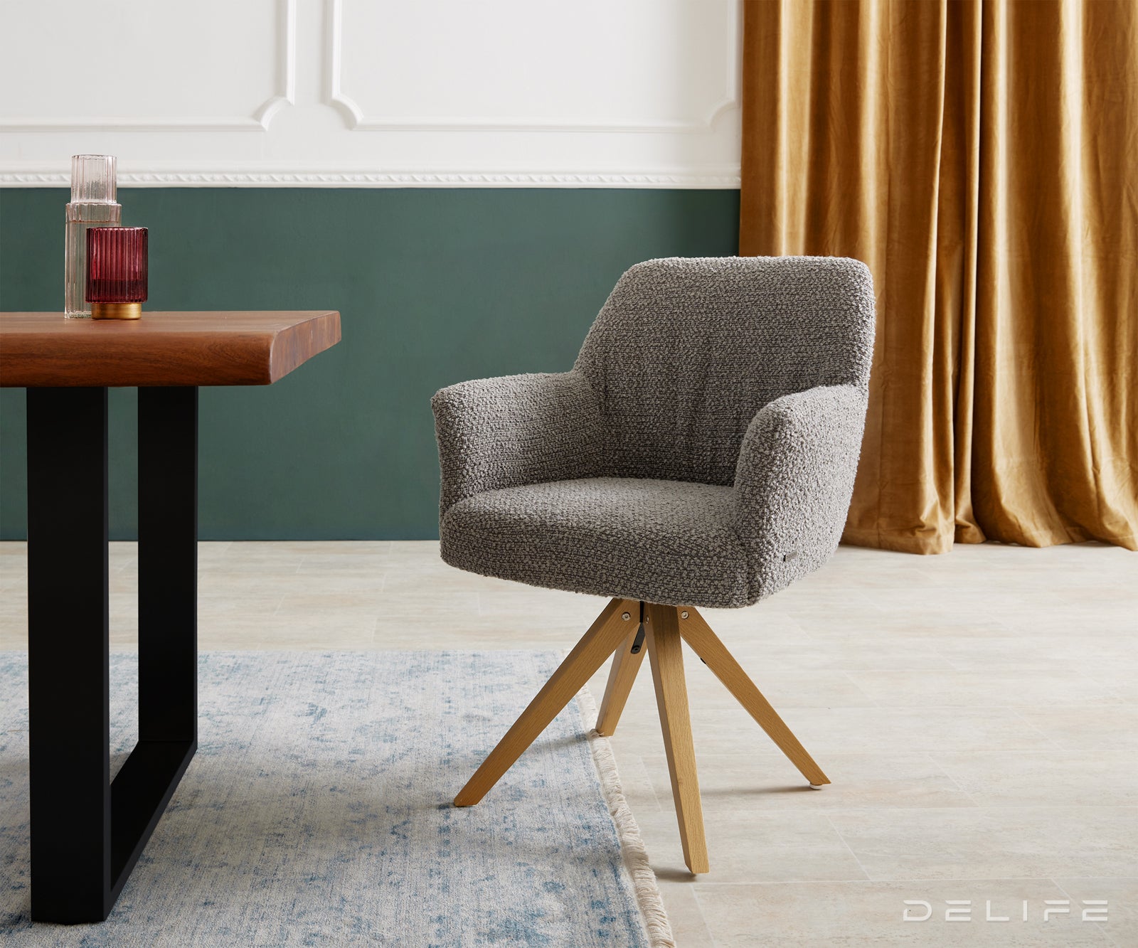 Jedilni stol z naslonjalom za roke Xana, Material: Bukle