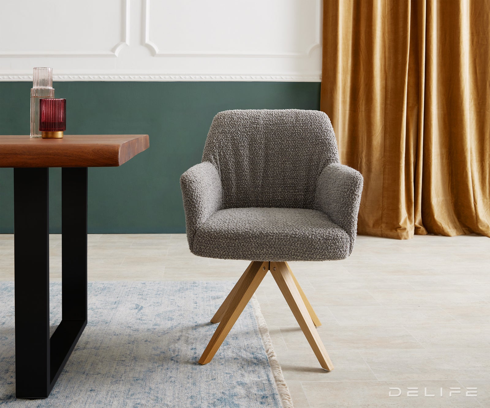 Jedilni stol z naslonjalom za roke Xana, Material: Bukle