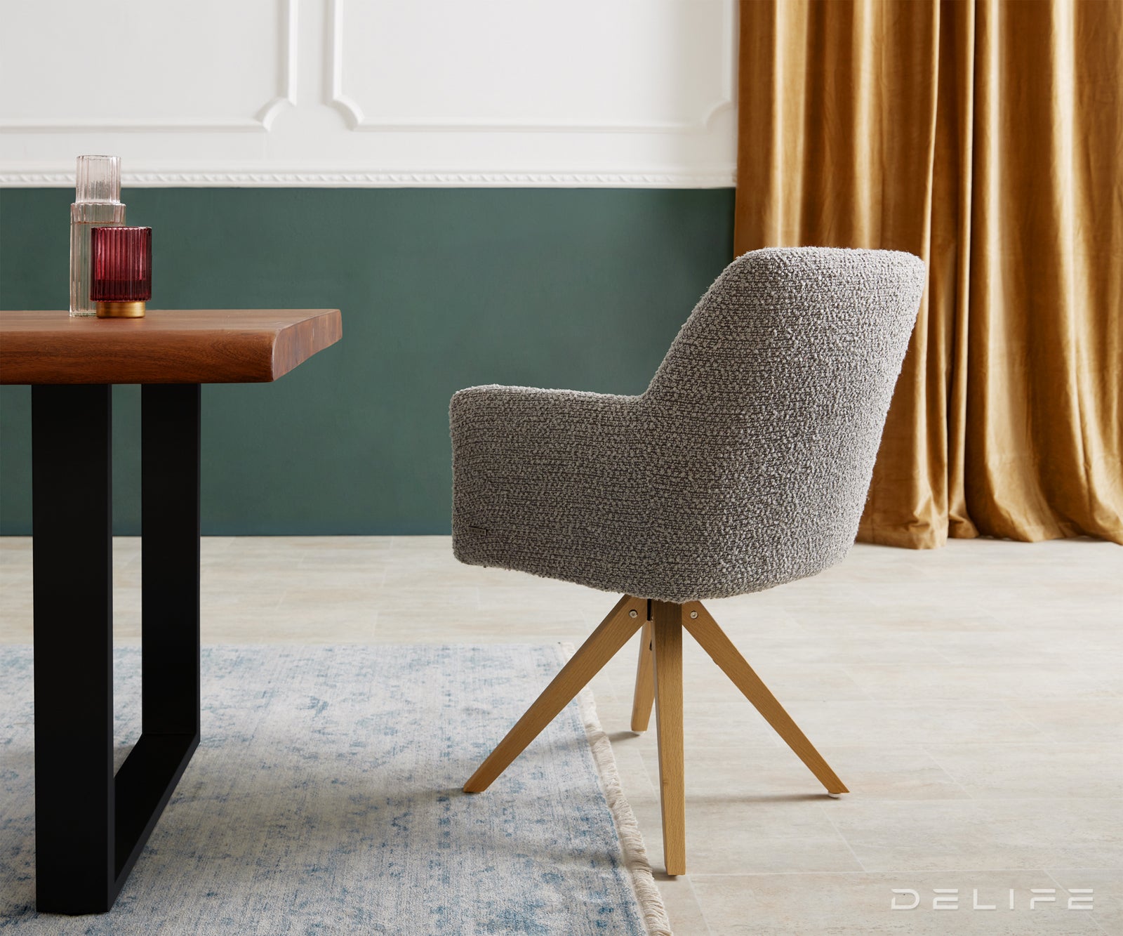 Jedilni stol z naslonjalom za roke Xana, Material: Bukle