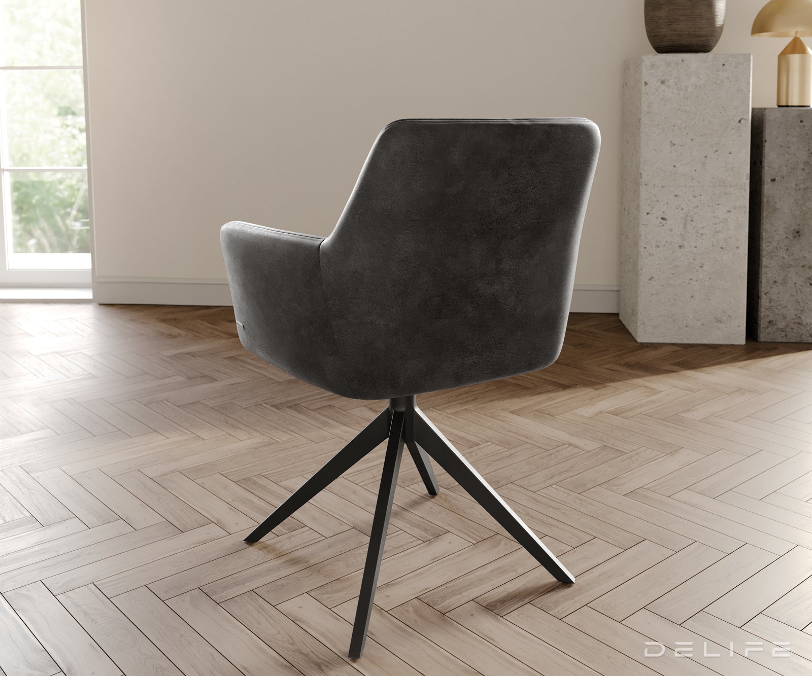 Jedilni stol z nasloni za roke Xana, Material: mikrofibra