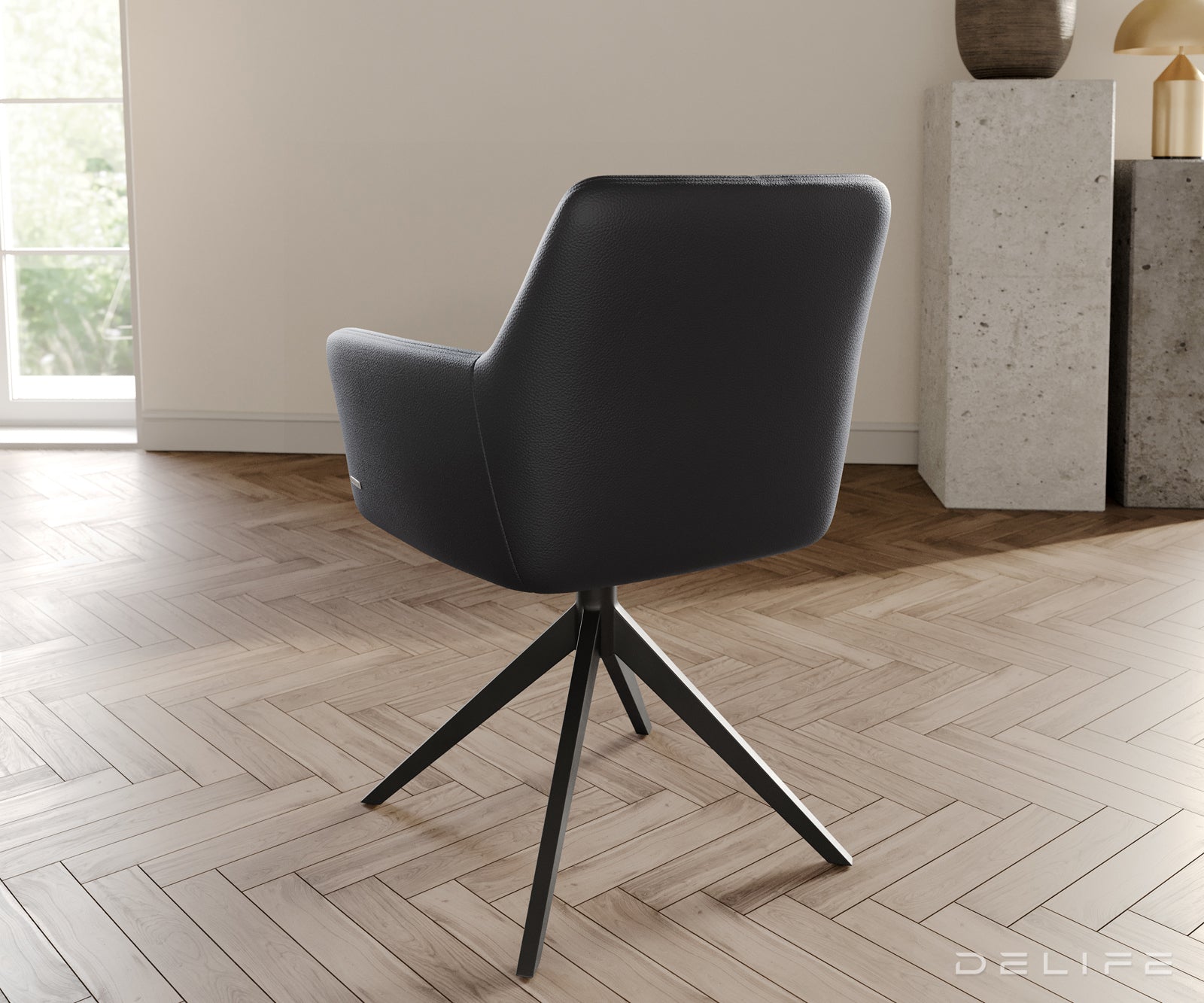 Jedilni stol z naslonjalom za roke Xana, Material: usnje