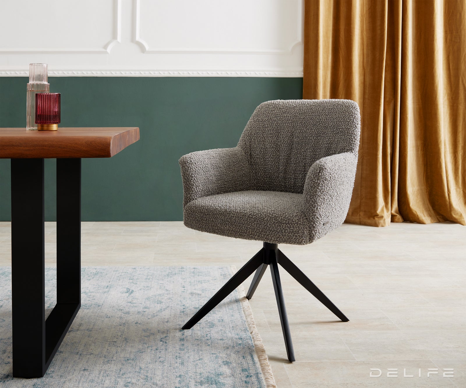 Jedilni stol z naslonjalom za roke Xana, Material: Bukle