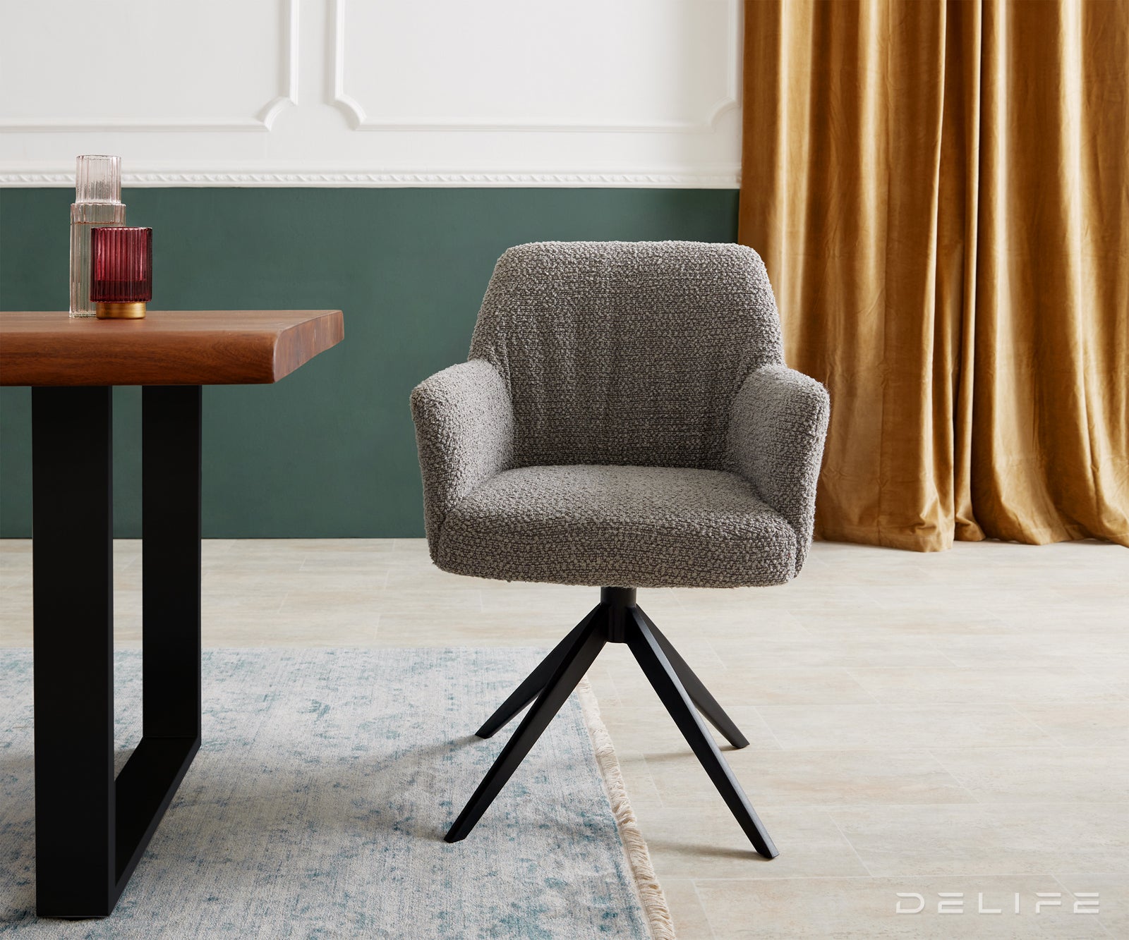 Jedilni stol z naslonjalom za roke Xana, Material: Bukle