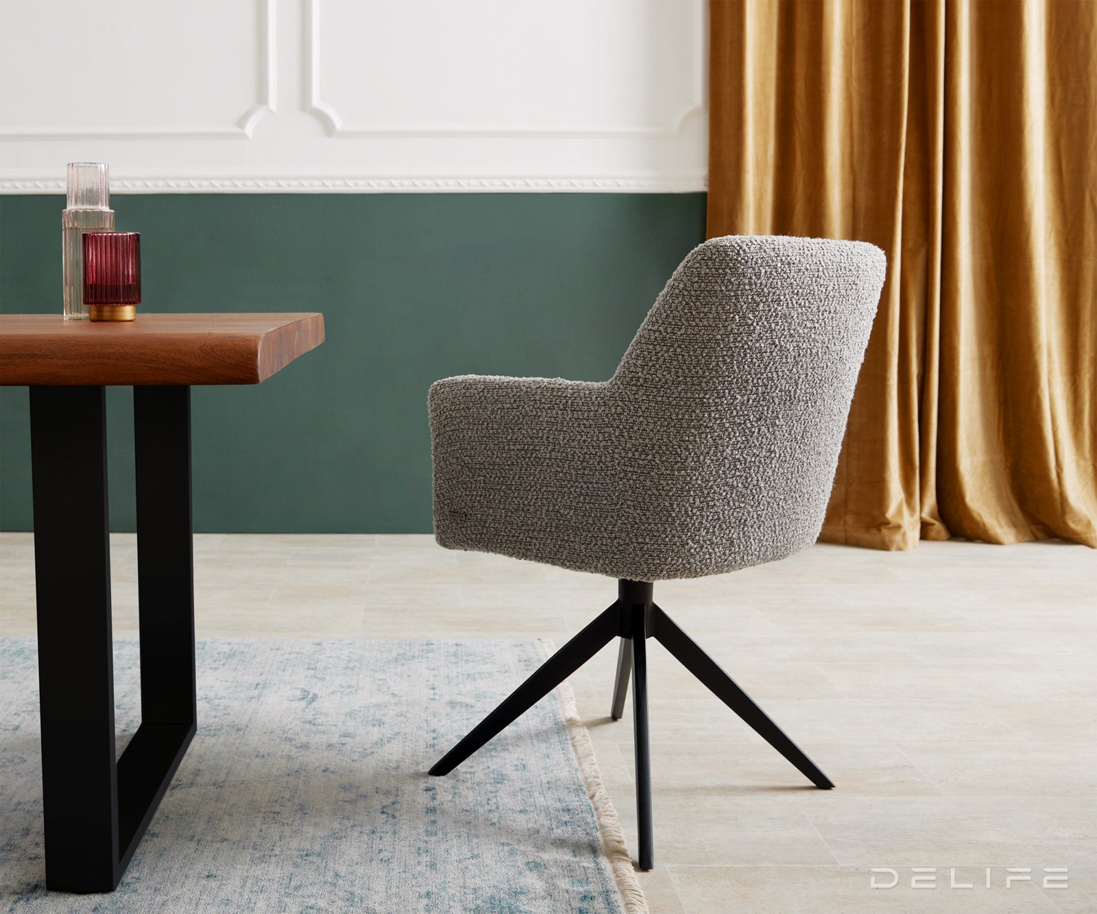 Jedilni stol z naslonjalom za roke Xana, Material: Bukle