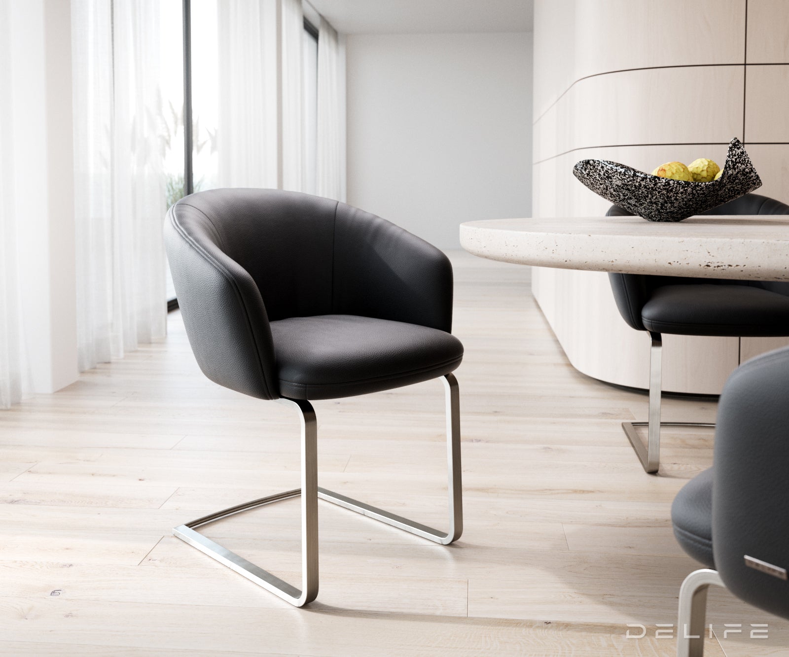 Jedilni stol Caja, Material: Usnje