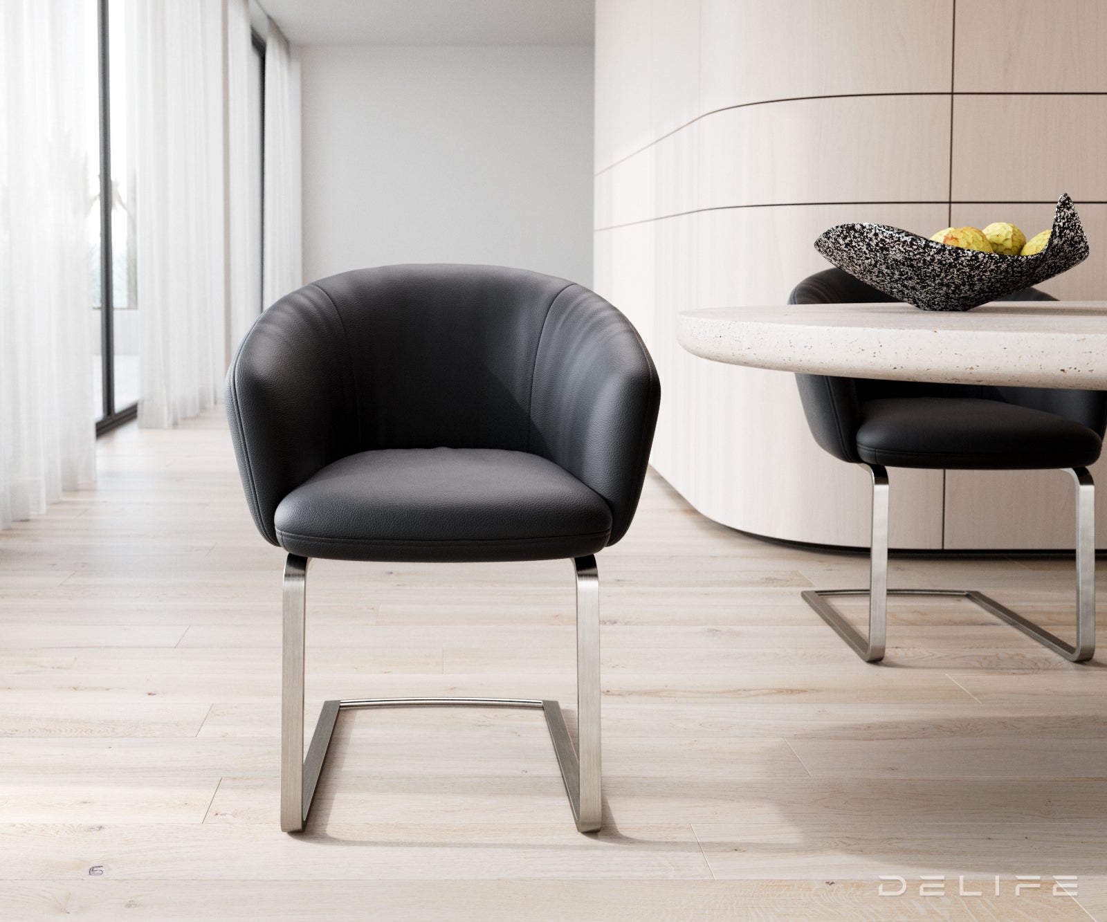 Jedilni stol Caja, Material: Usnje