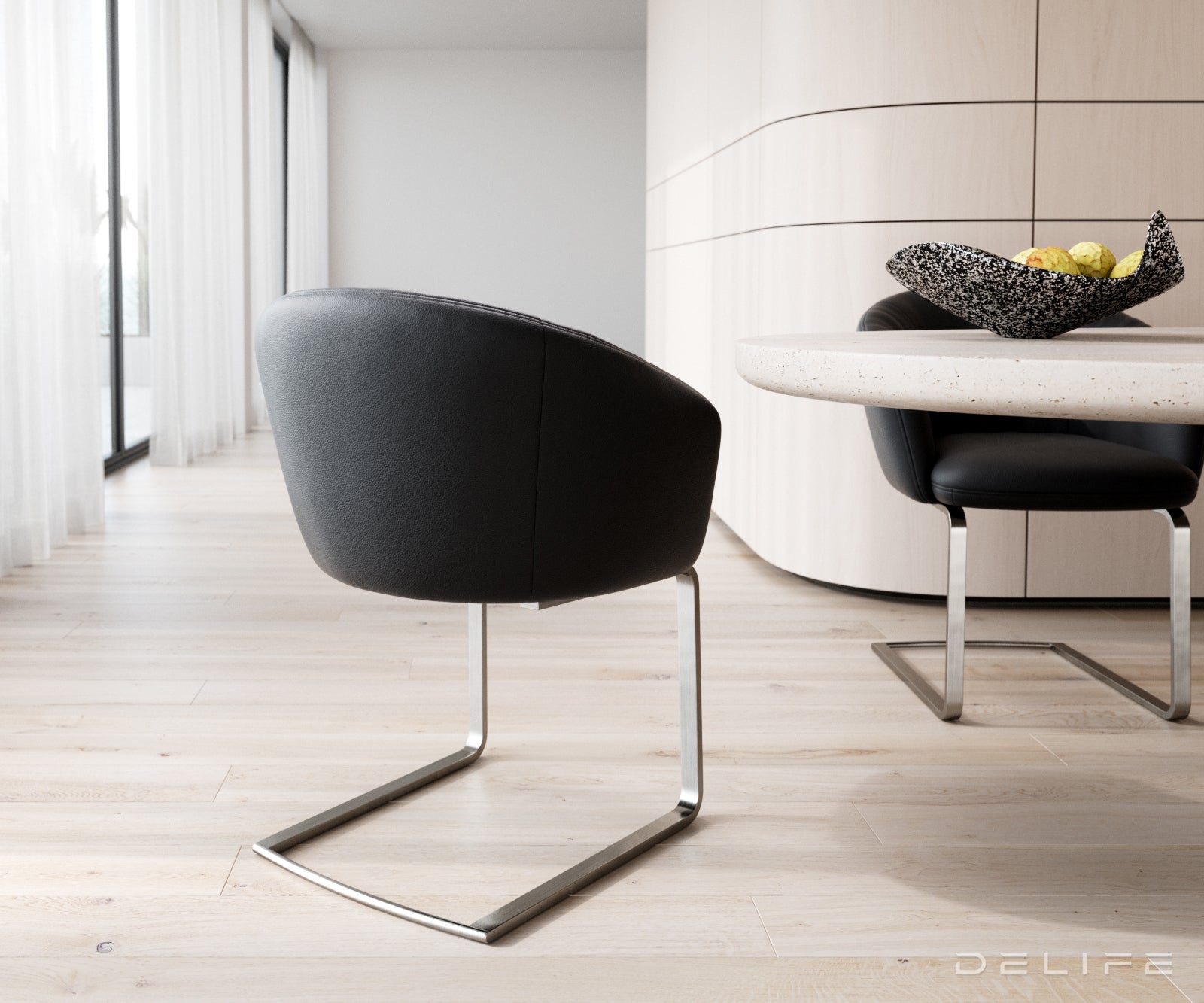 Jedilni stol Caja, Material: Usnje