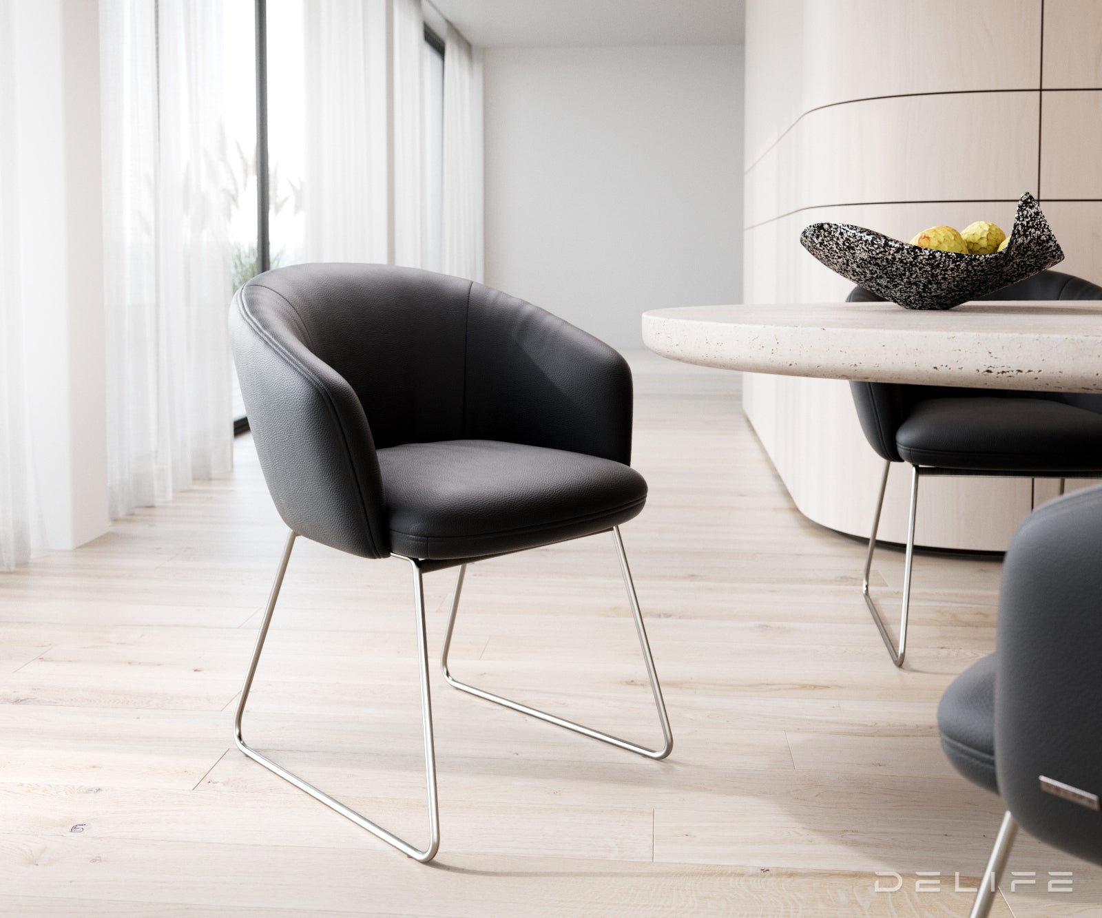 Jedilni stol Caja, Material: Usnje