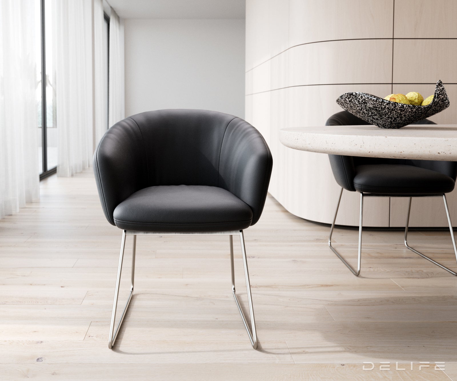 Jedilni stol Caja, Material: Usnje