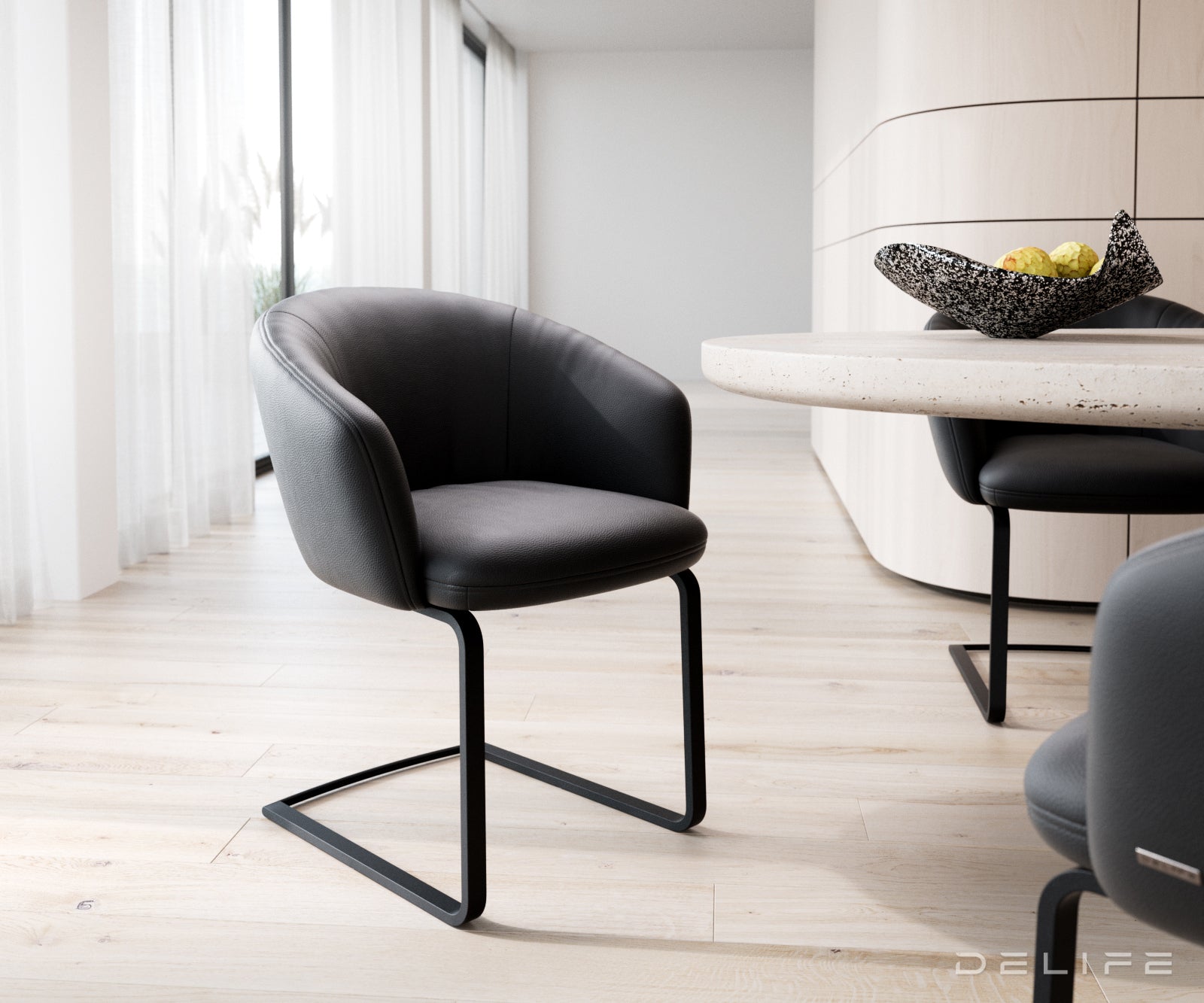 Jedilni stol Caja, Material: Usnje