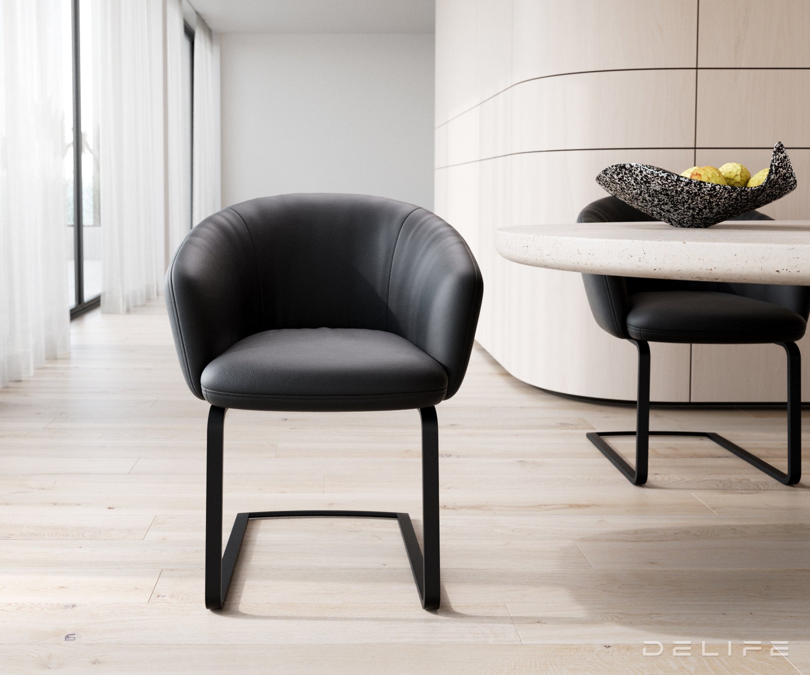 Jedilni stol Caja, Material: Usnje