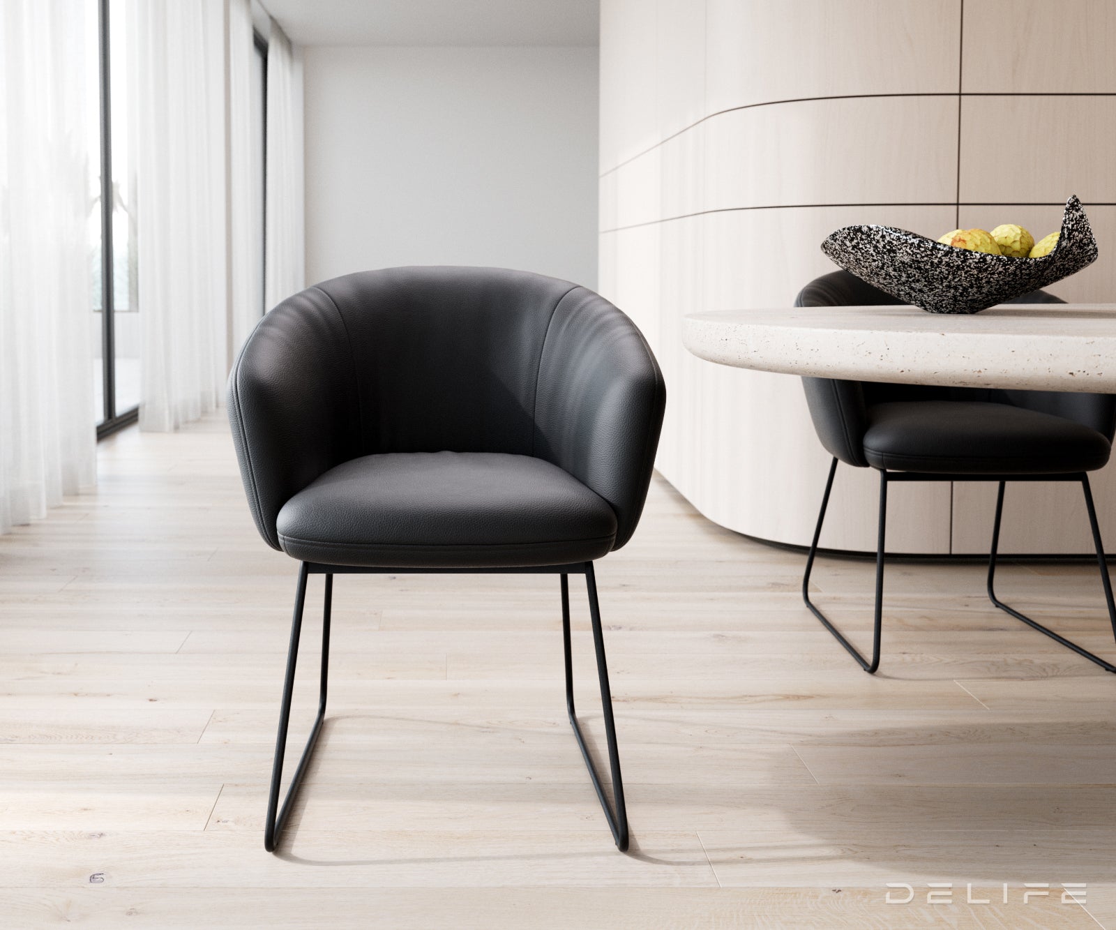 Jedilni stol Caja, Material: Usnje