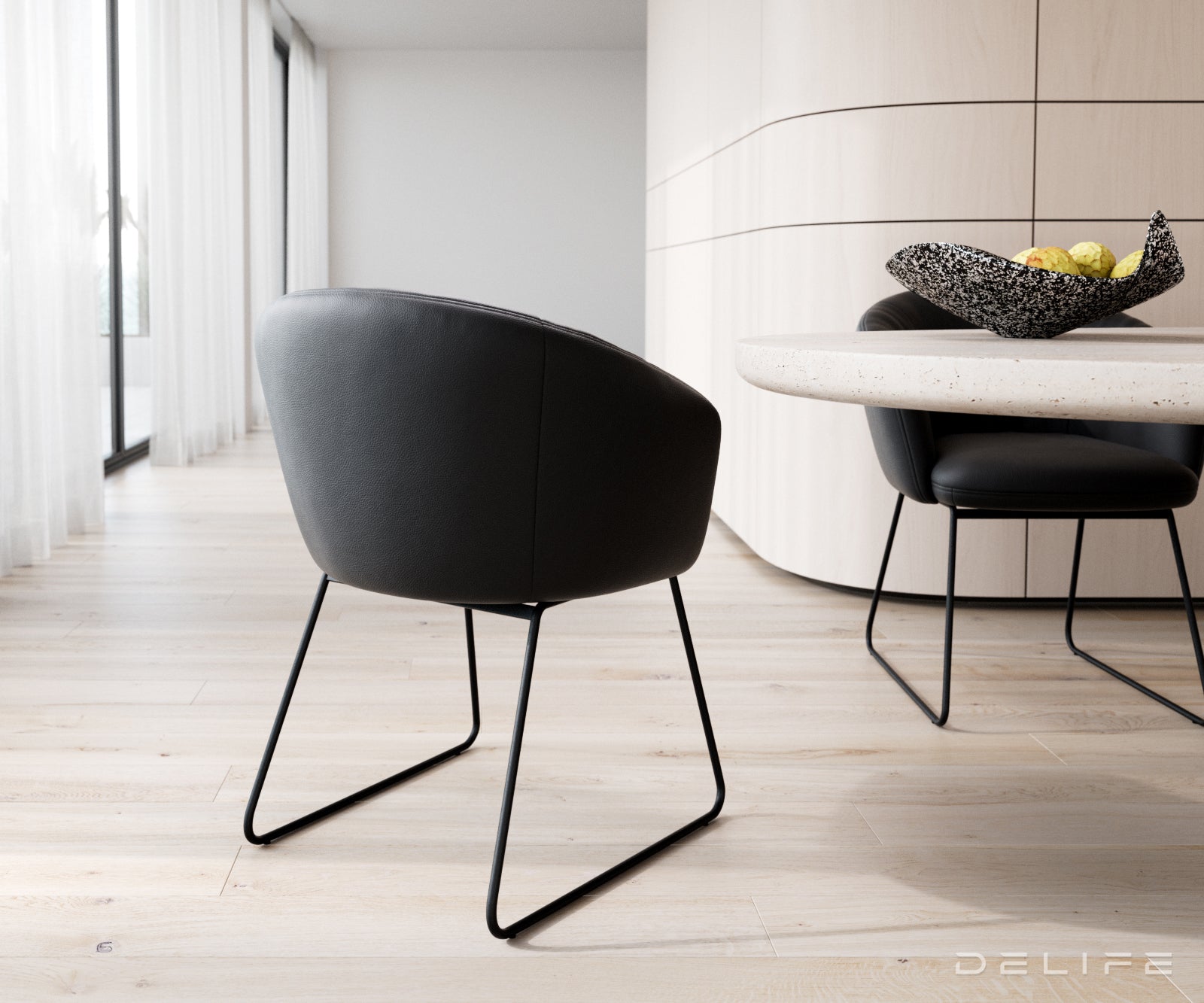 Jedilni stol Caja, Material: Usnje