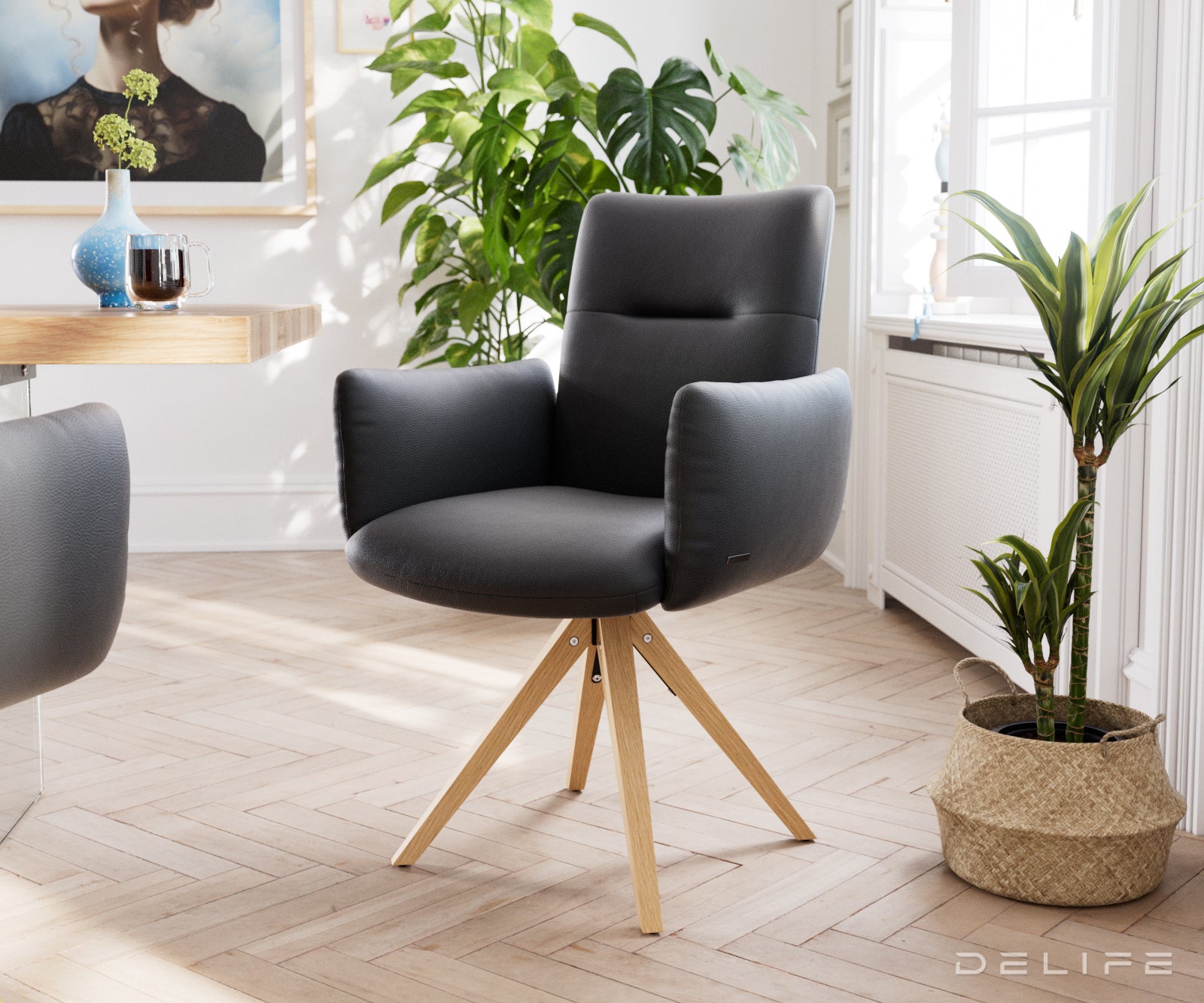 Jedilni stol Jova, Material: usnje