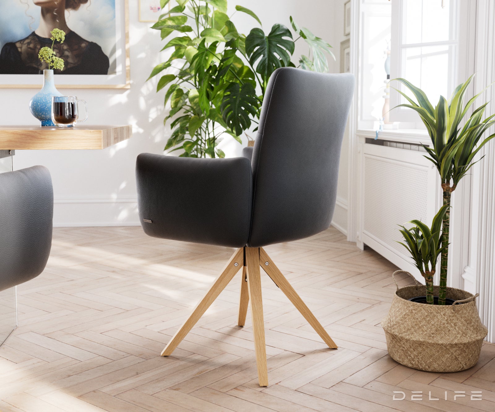 Jedilni stol Jova, Material: usnje