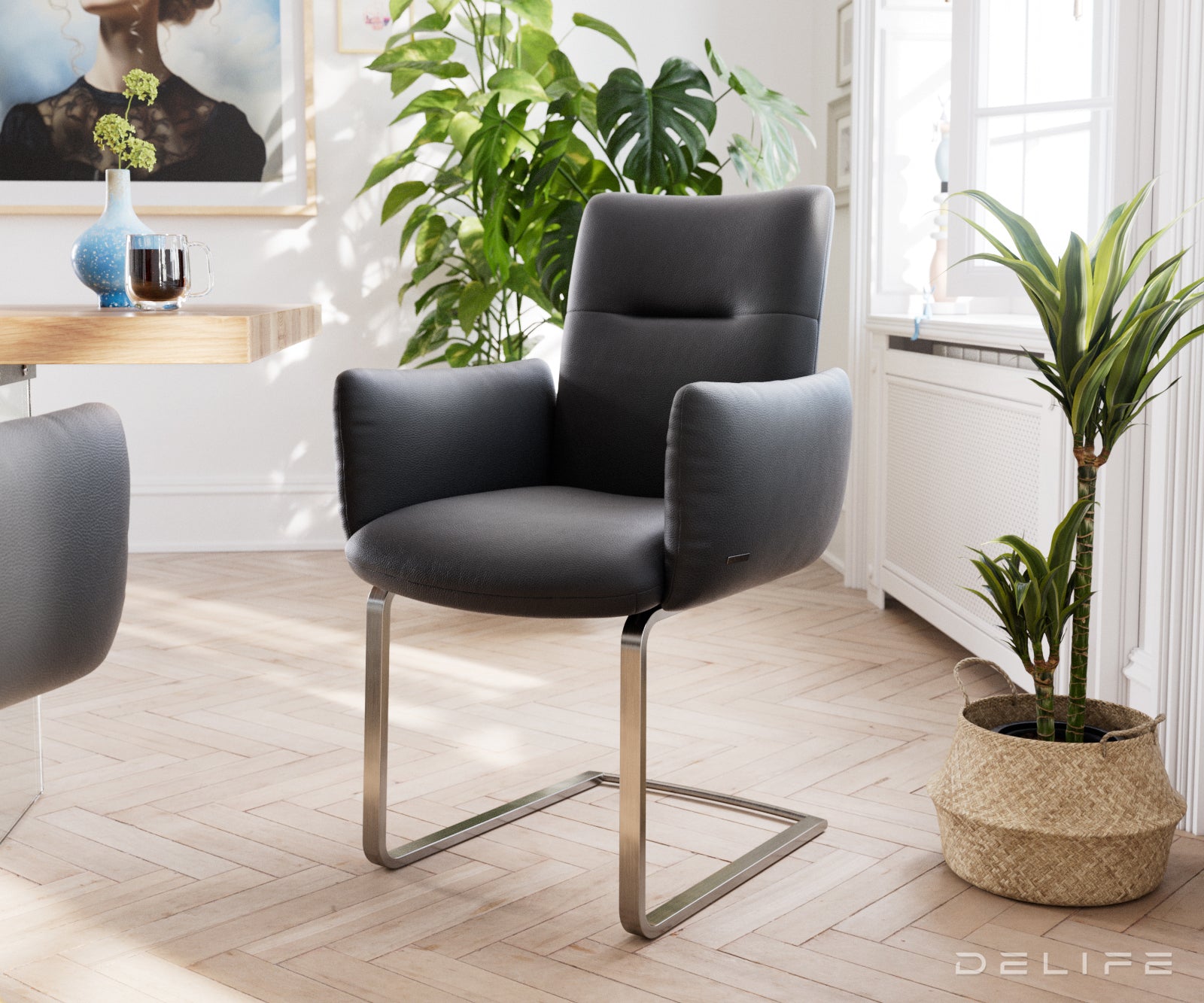 Jedilni stol Jova, Material: usnje