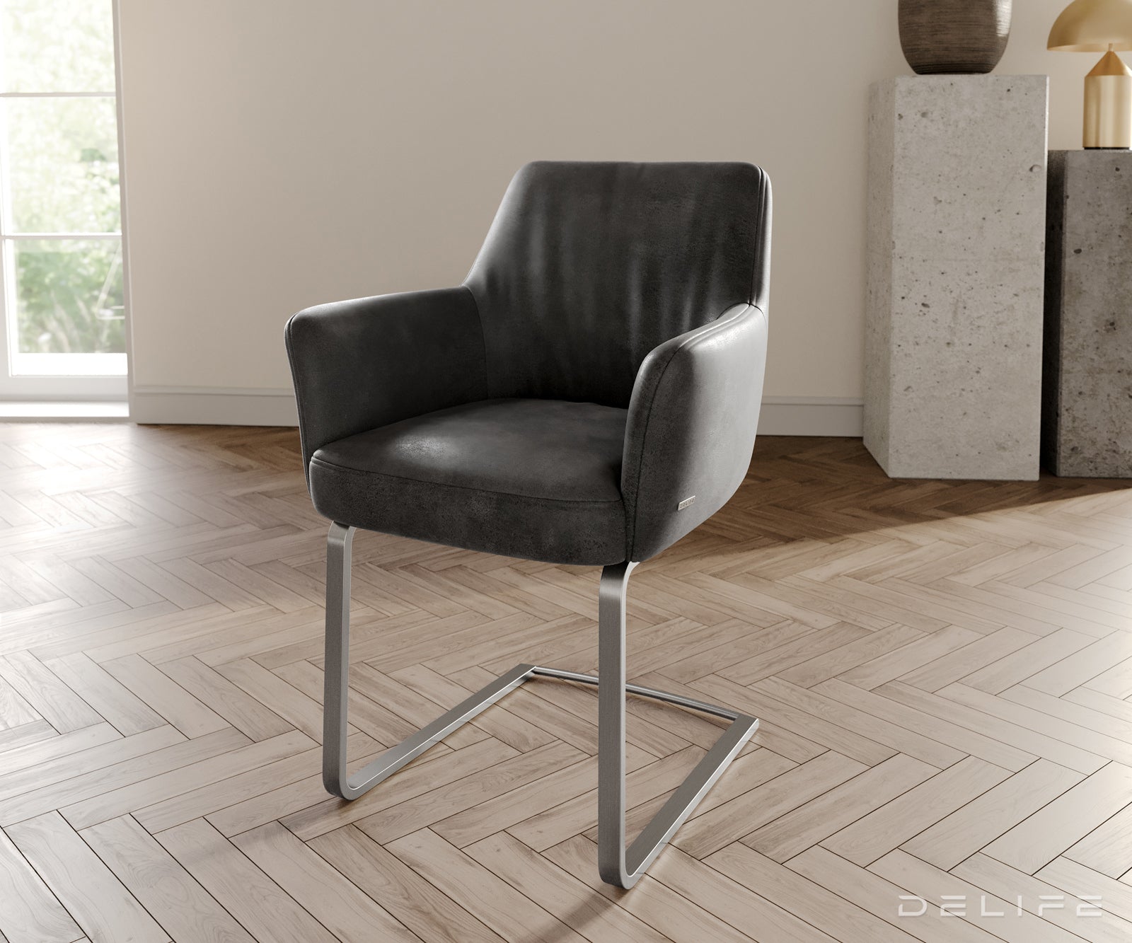 Jedilni stol z nasloni za roke Xana, Material: mikrofibra