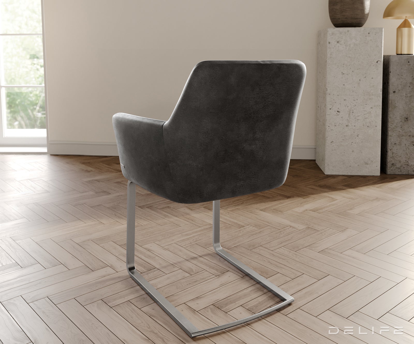 Jedilni stol z nasloni za roke Xana, Material: mikrofibra