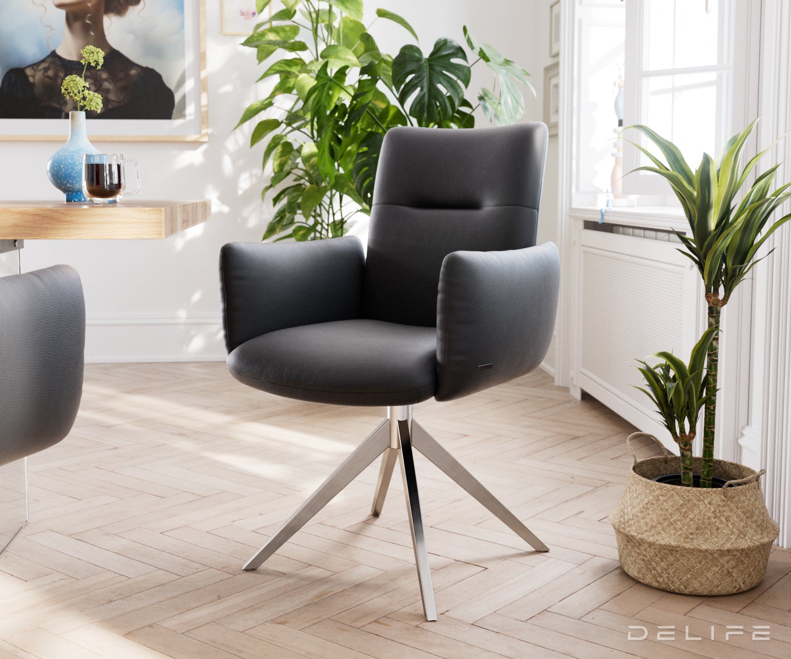 Jedilni stol Jova, Material: usnje