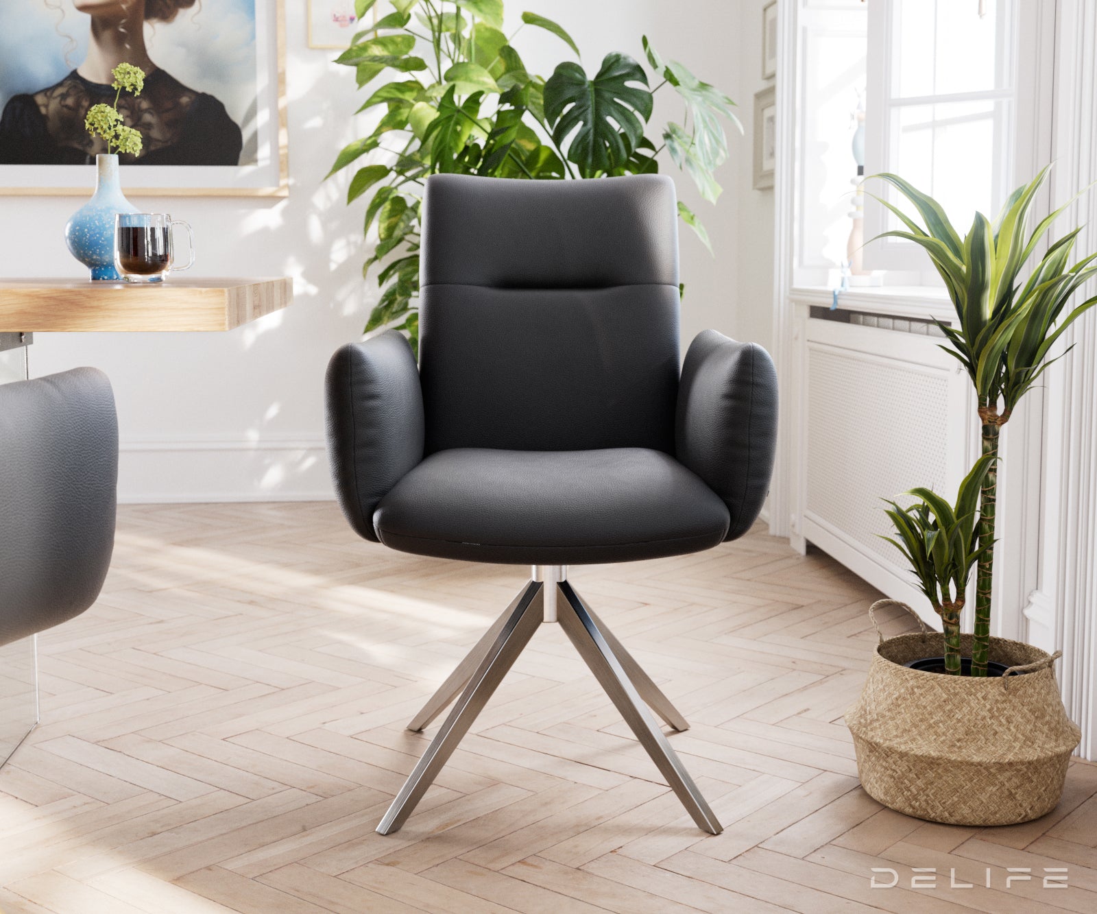 Jedilni stol Jova, Material: usnje