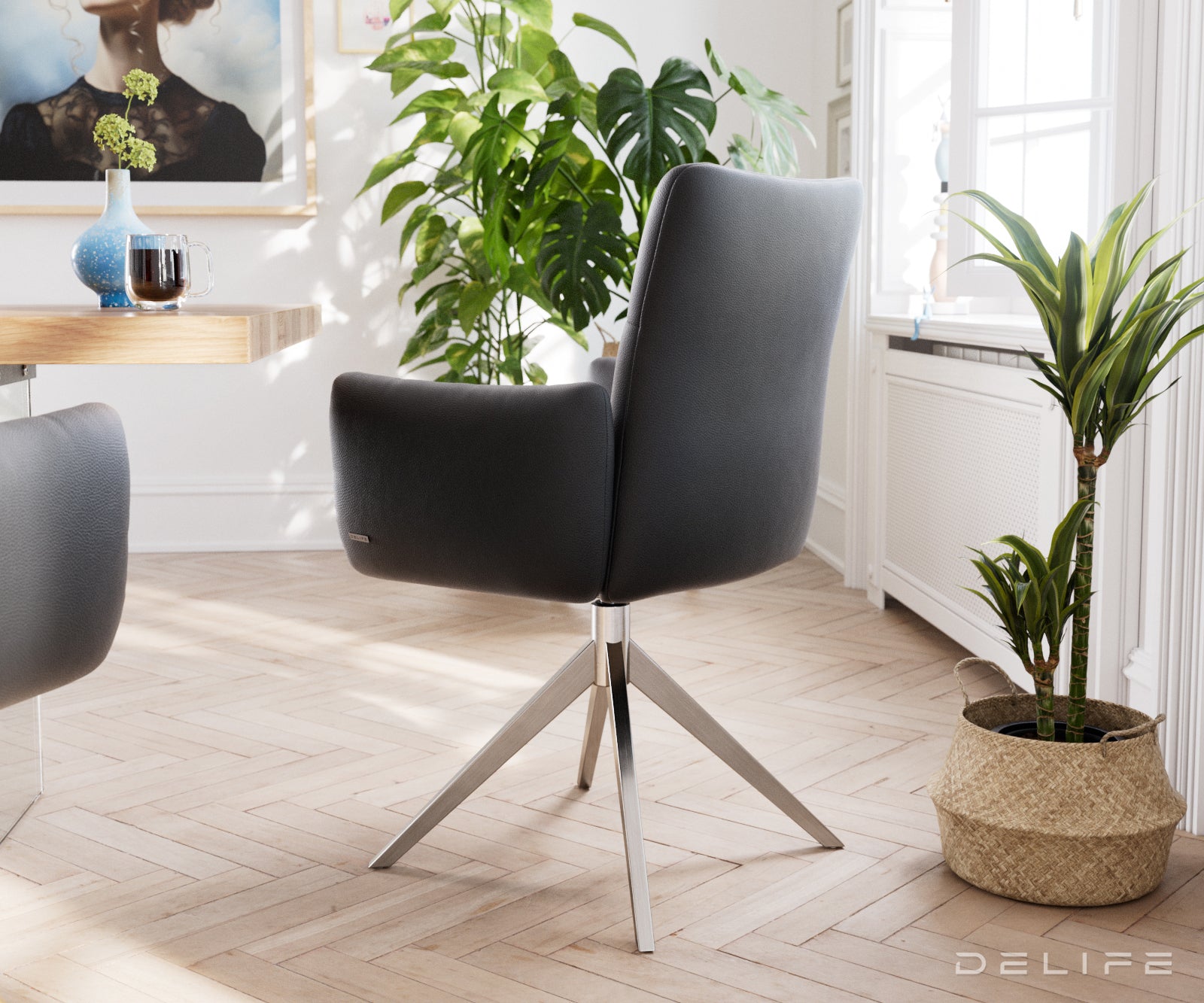 Jedilni stol Jova, Material: usnje