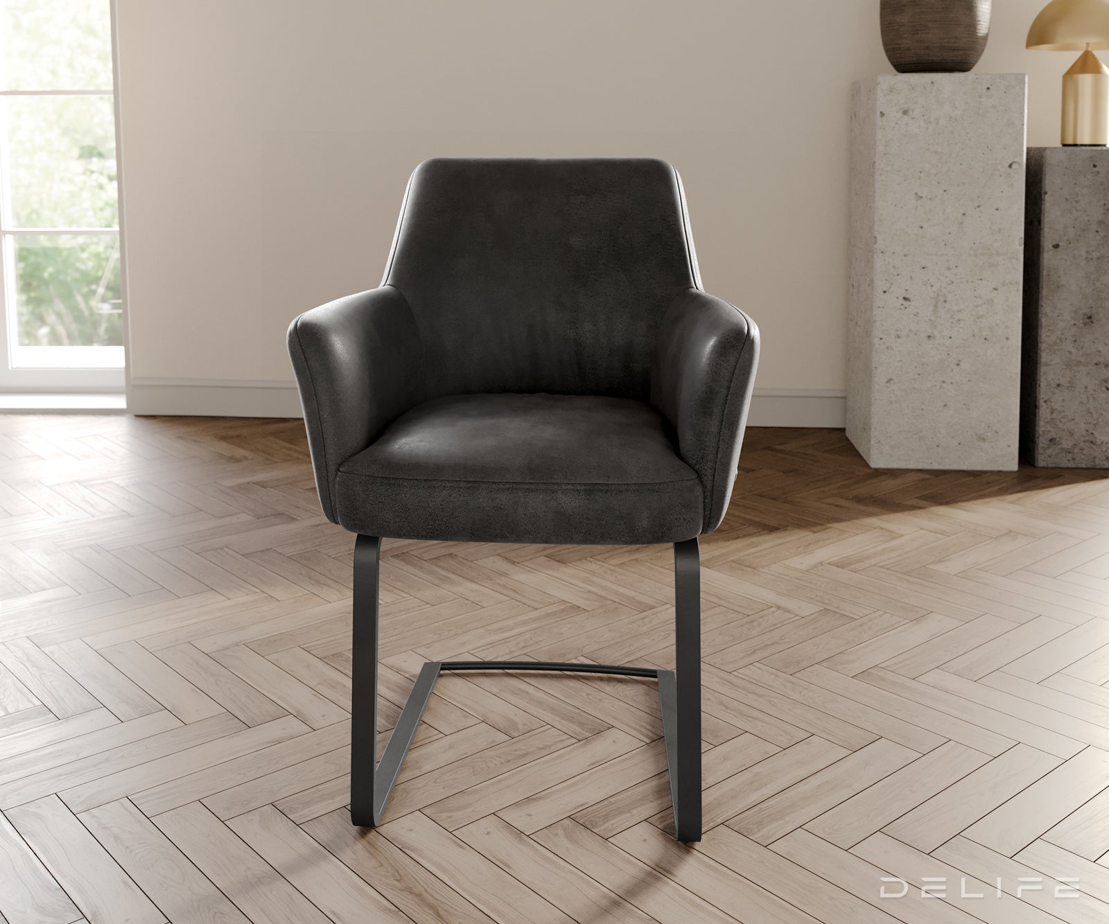 Jedilni stol z nasloni za roke Xana, Material: mikrofibra