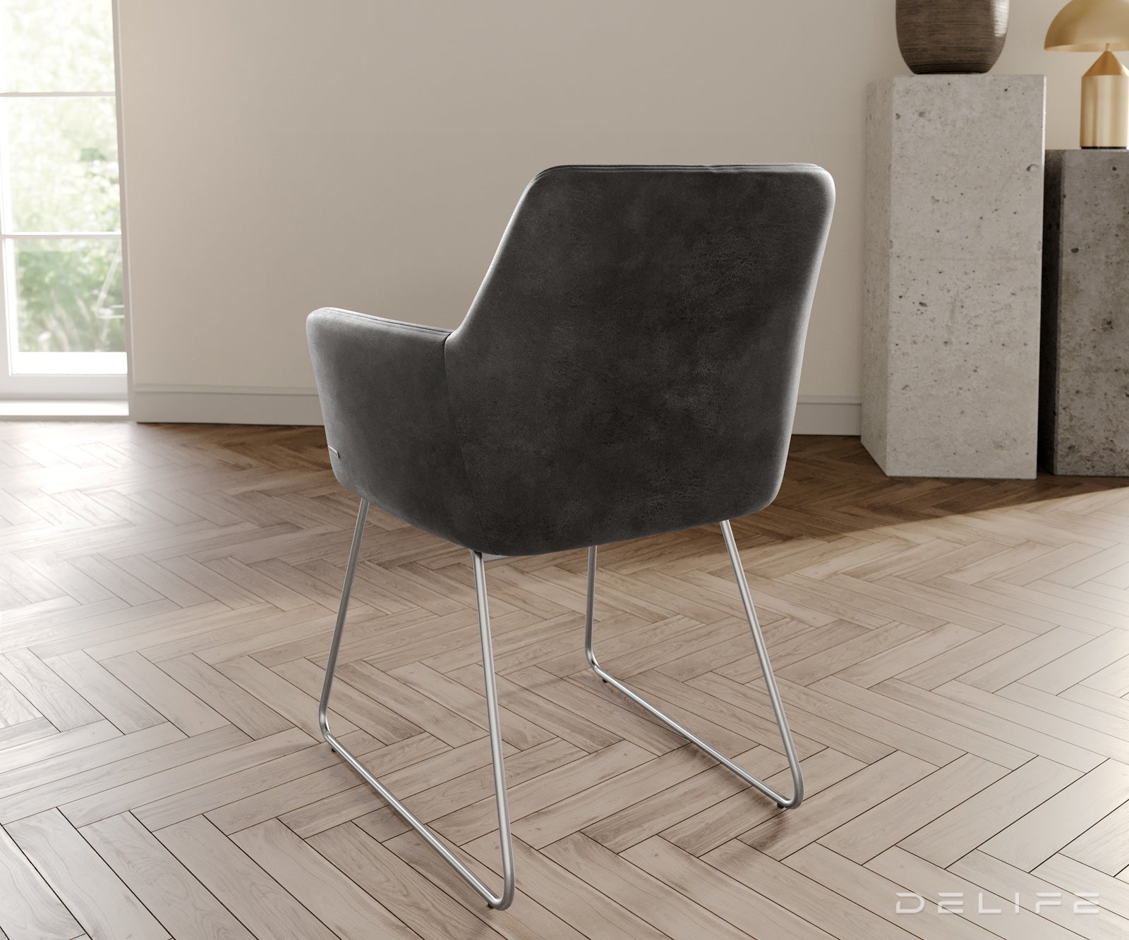 Jedilni stol z nasloni za roke Xana, Material: mikrofibra