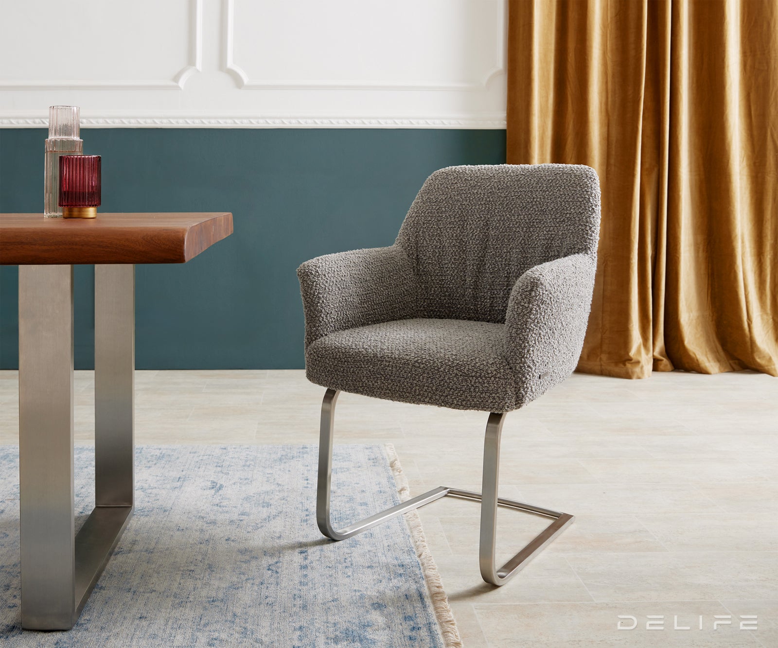 Jedilni stol z naslonjalom za roke Xana, Material: Bukle