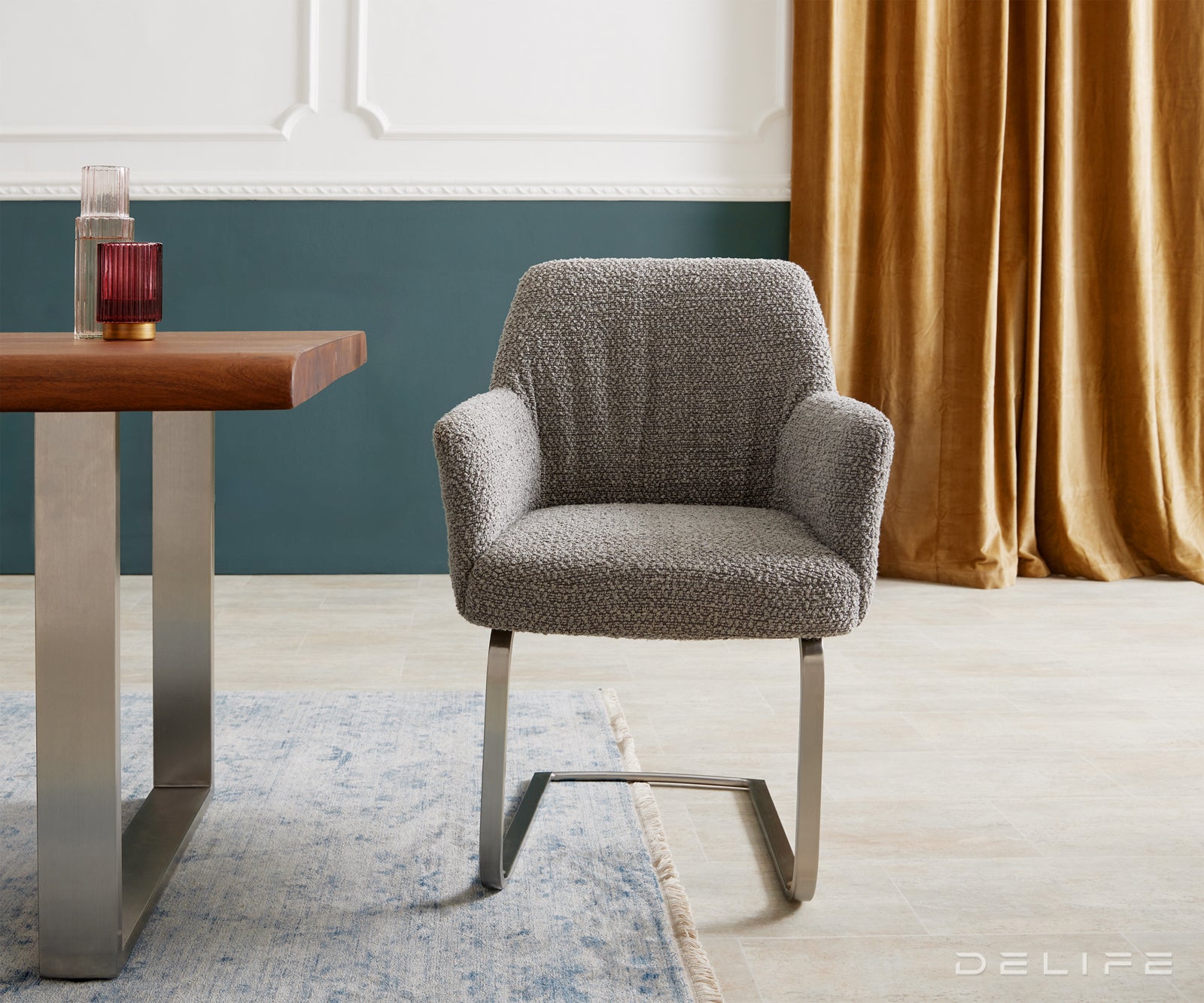 Jedilni stol z naslonjalom za roke Xana, Material: Bukle