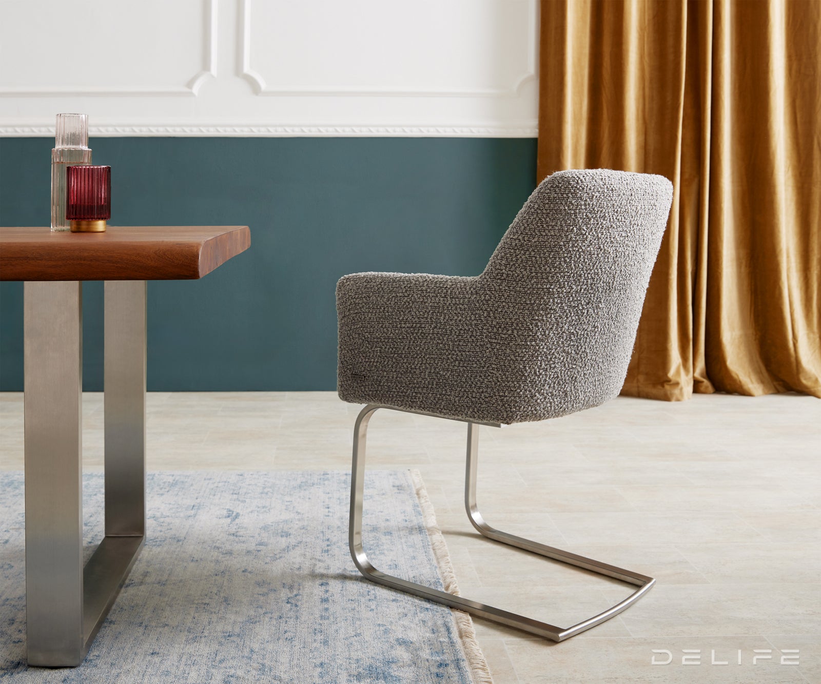 Jedilni stol z naslonjalom za roke Xana, Material: Bukle