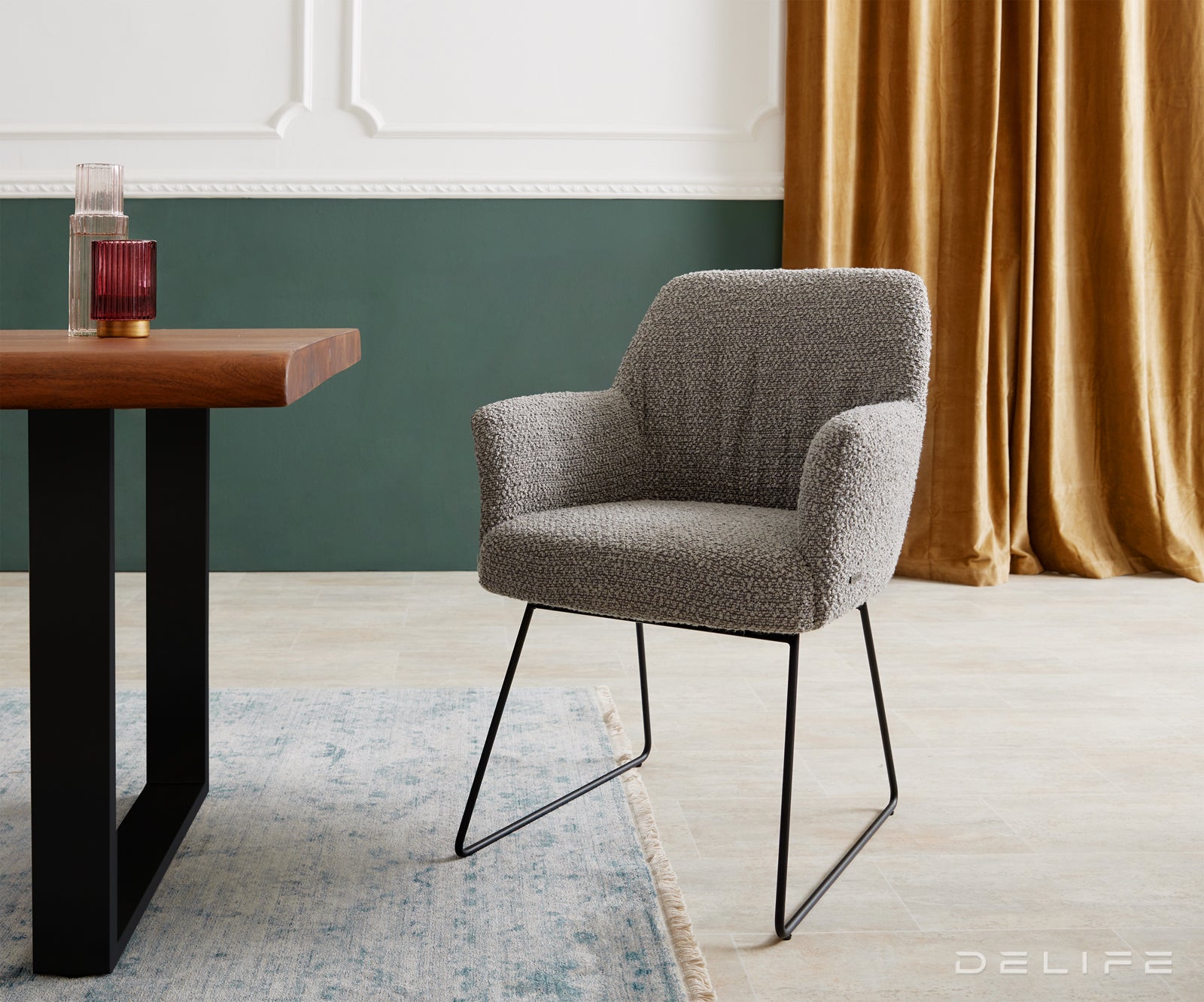 Jedilni stol z naslonjalom za roke Xana, Material: Bukle