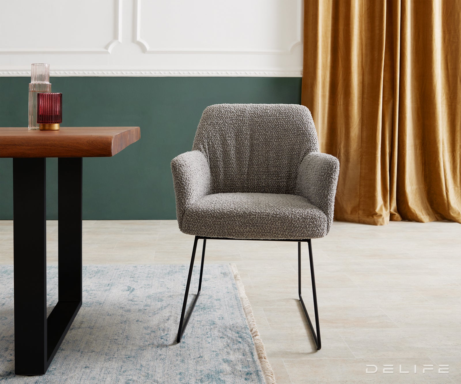 Jedilni stol z naslonjalom za roke Xana, Material: Bukle