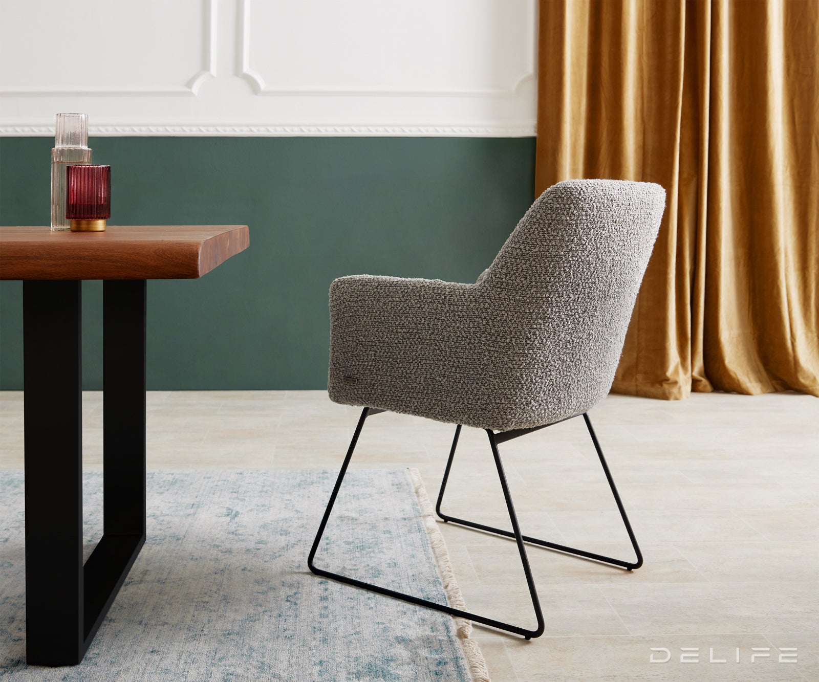 Jedilni stol z naslonjalom za roke Xana, Material: Bukle