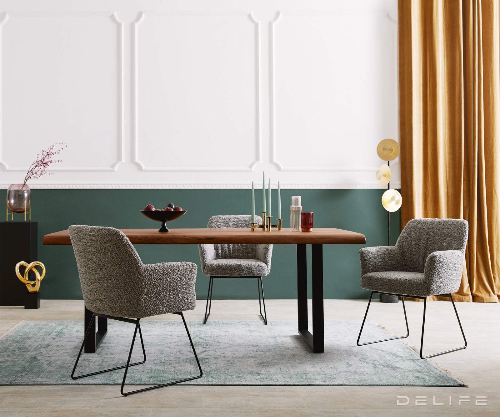 Jedilni stol z naslonjalom za roke Xana, Material: Bukle