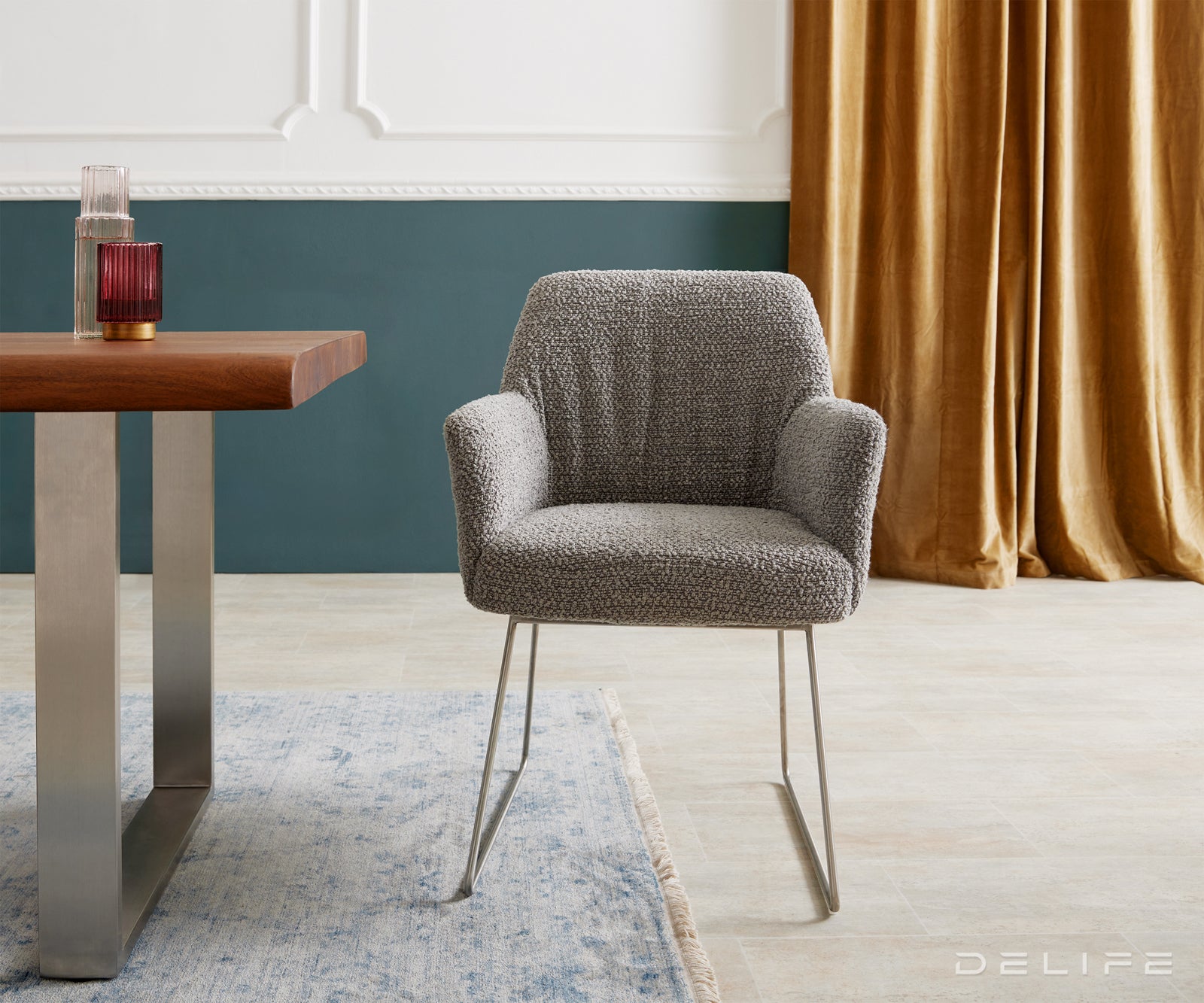 Jedilni stol z naslonjalom za roke Xana, Material: Bukle