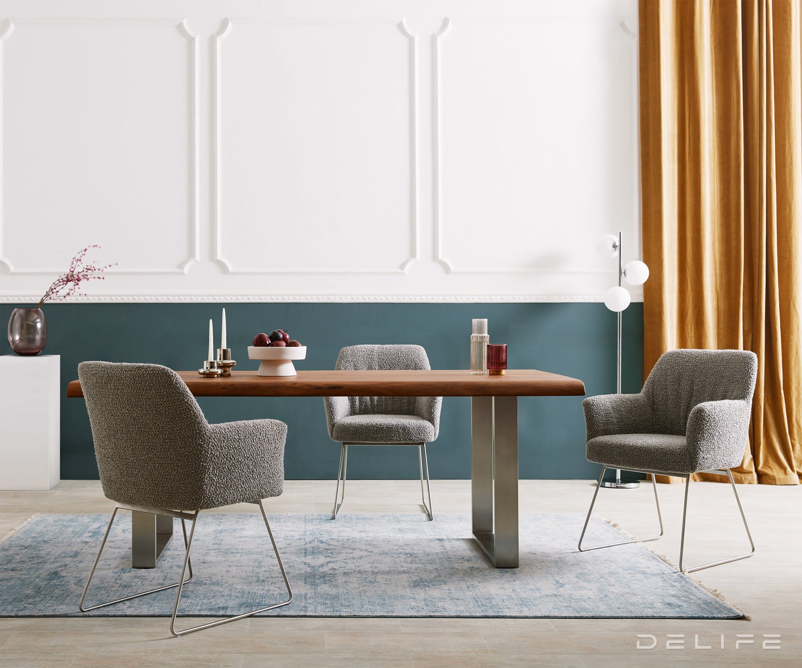 Jedilni stol z naslonjalom za roke Xana, Material: Bukle