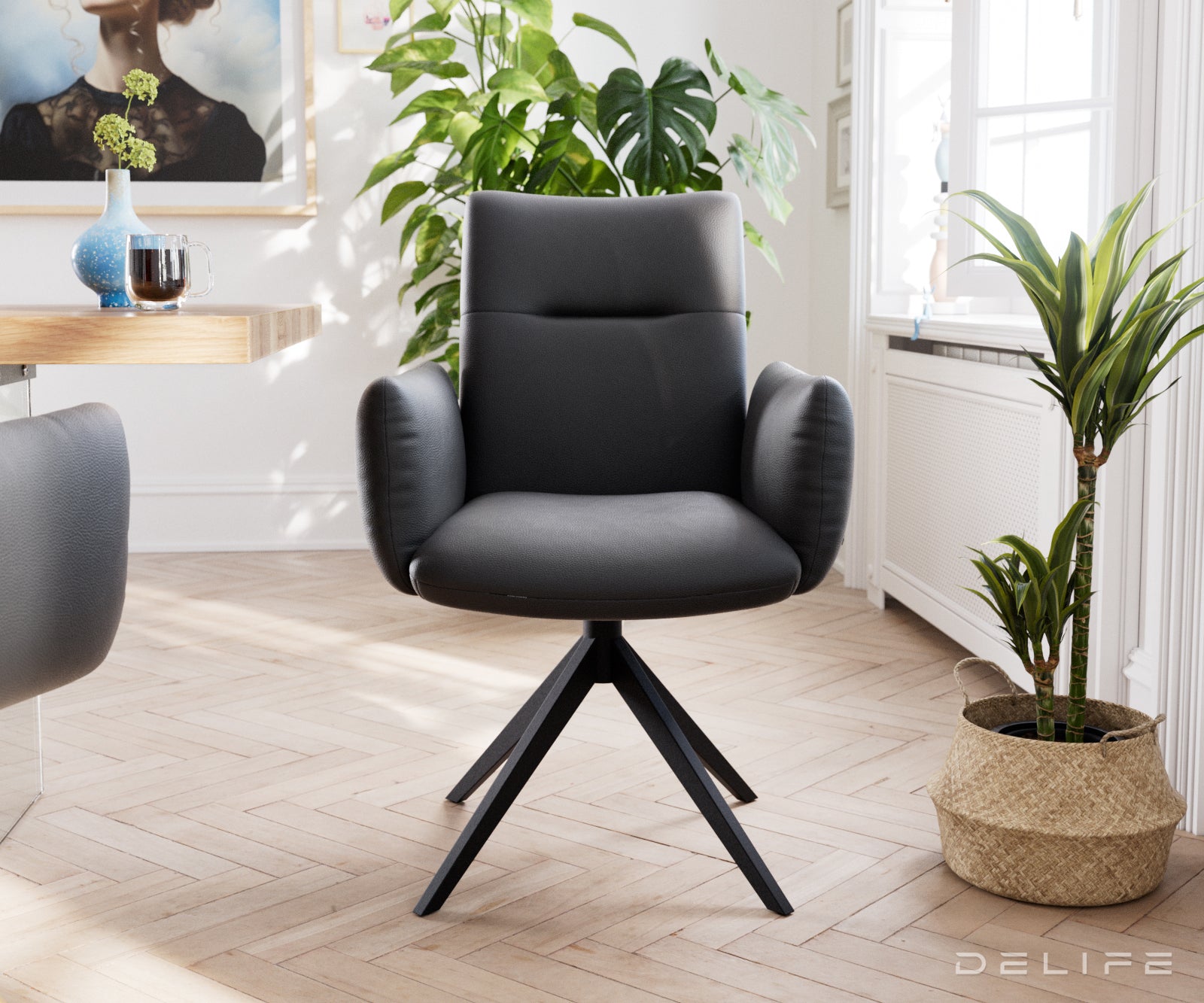 Jedilni stol Jova, Material: usnje