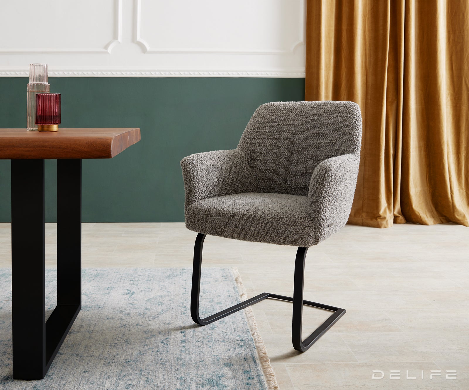 Jedilni stol z naslonjalom za roke Xana, Material: Bukle