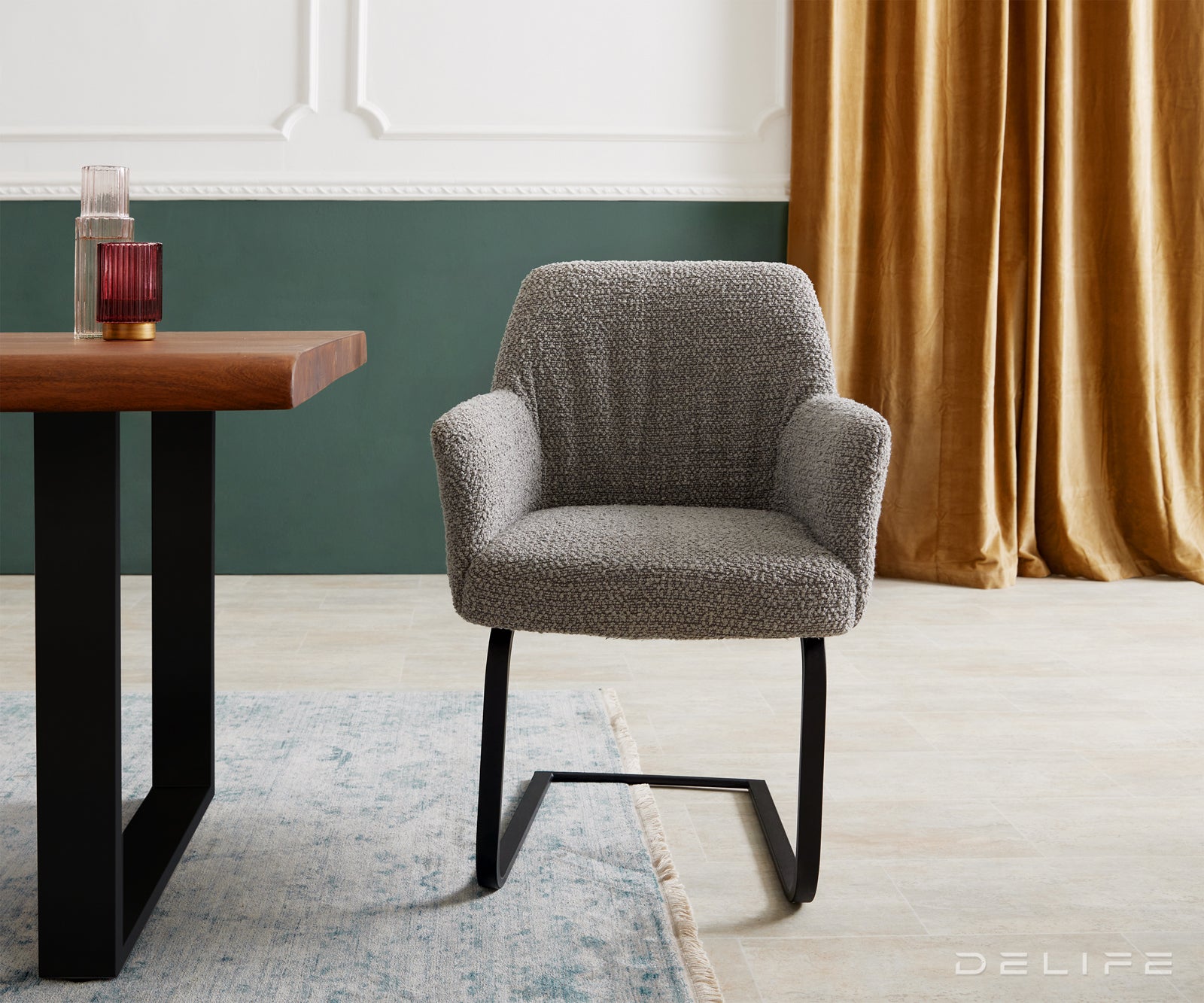 Jedilni stol z naslonjalom za roke Xana, Material: Bukle