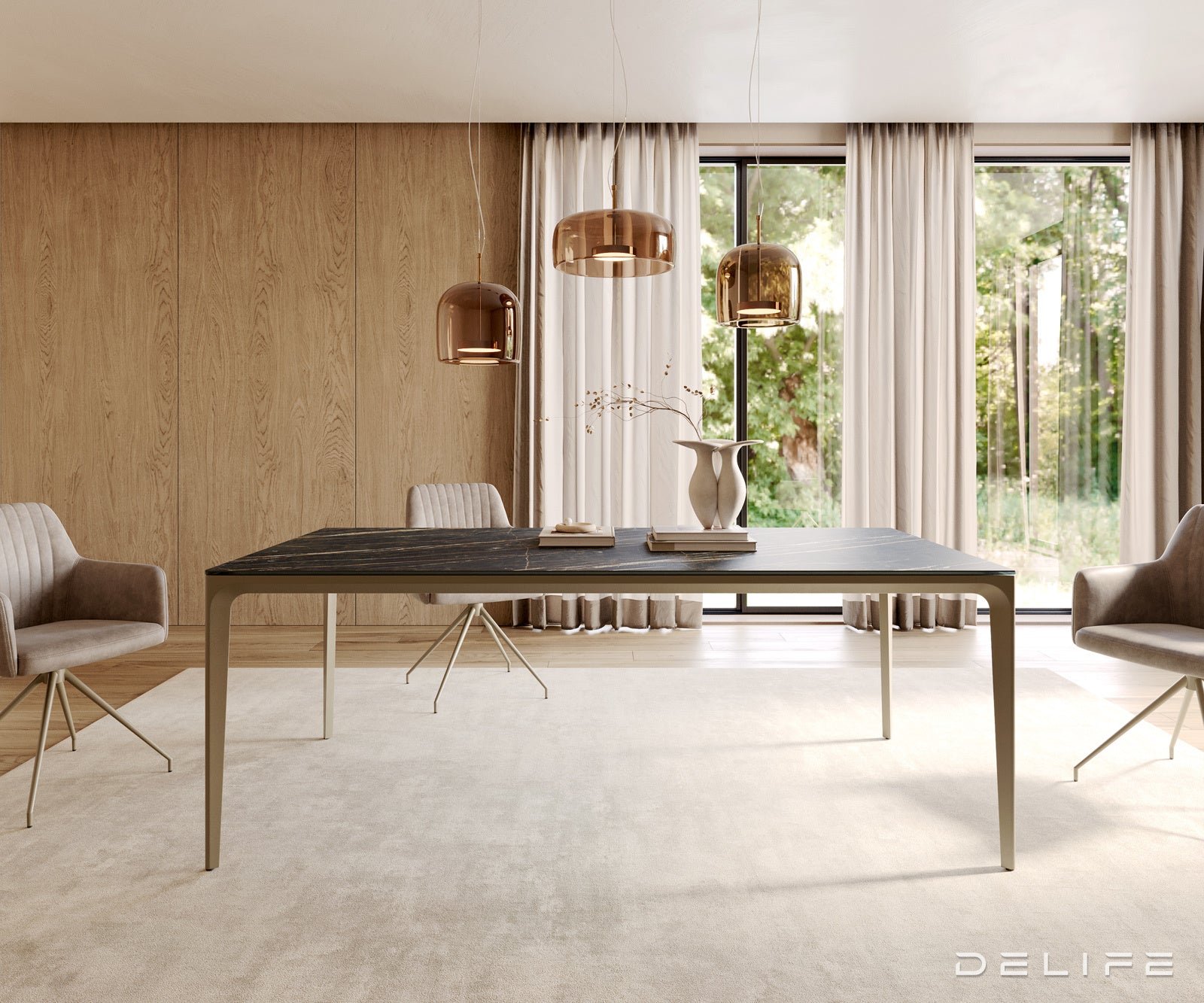 Jedilna miza z robom 200x100cm, Material: Laminam keramika