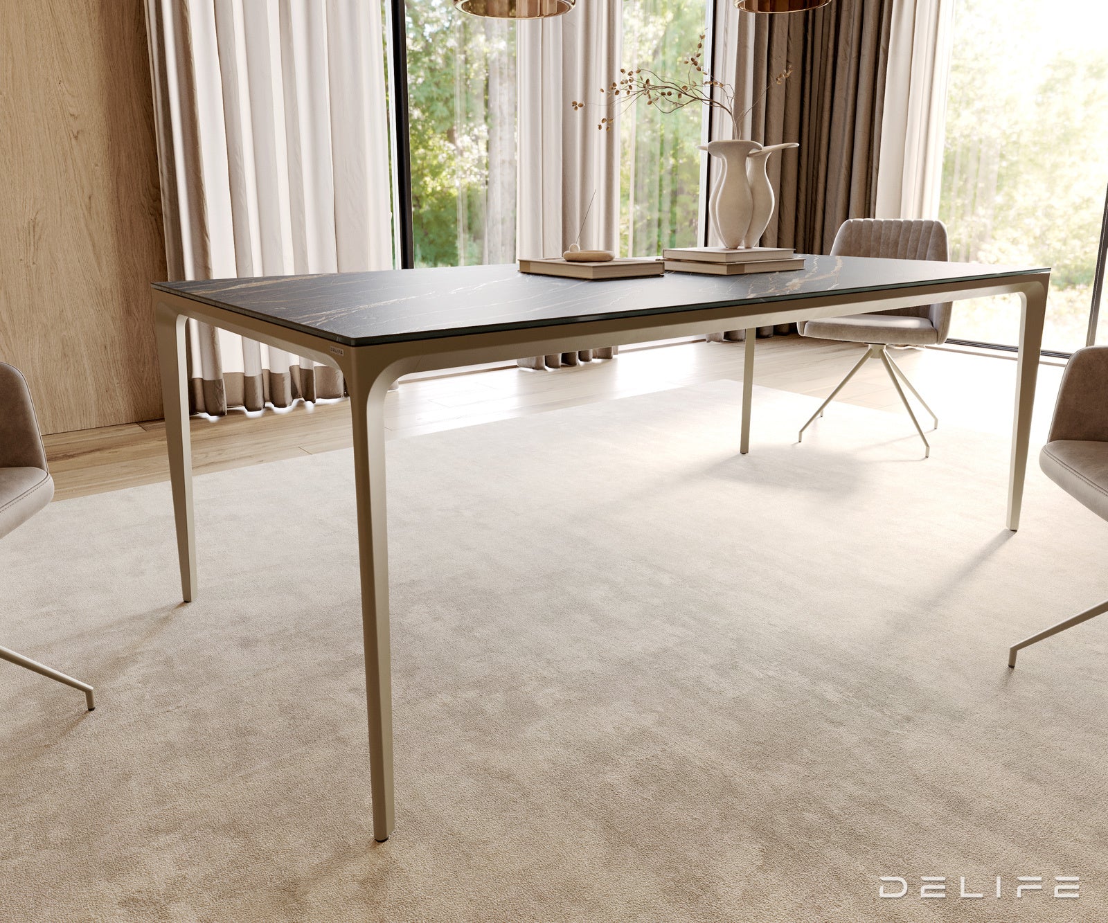 Jedilna miza z robom 200x100cm, Material: Laminam keramika