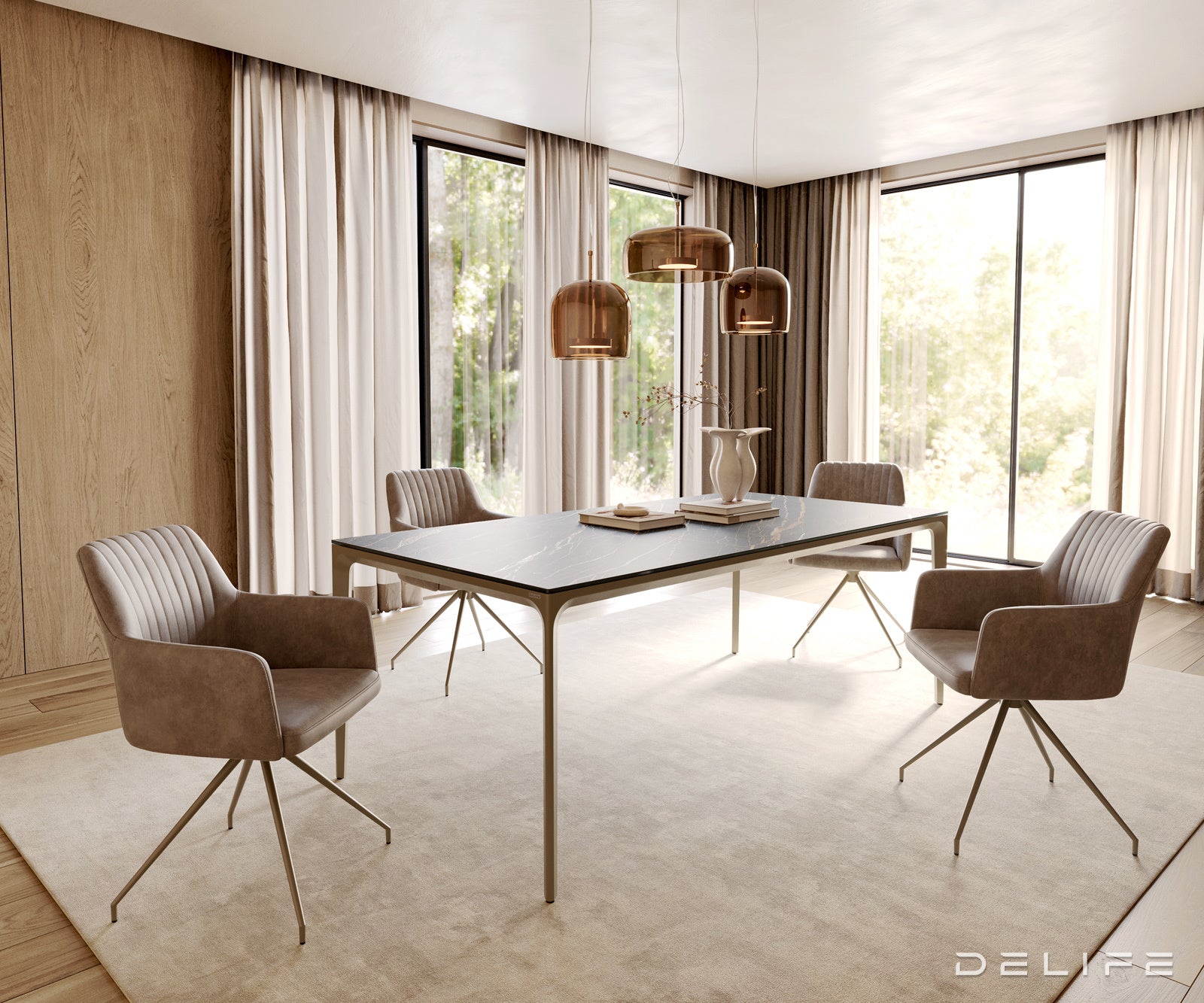 Jedilna miza z robom 200x100cm, Material: Laminam keramika