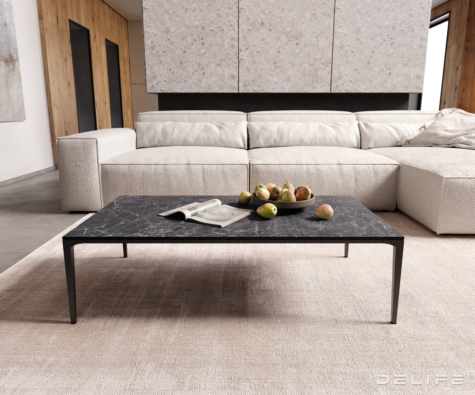 Klubska mizica Levente 110x60cm, Material: keramika Laminam Nero Greco