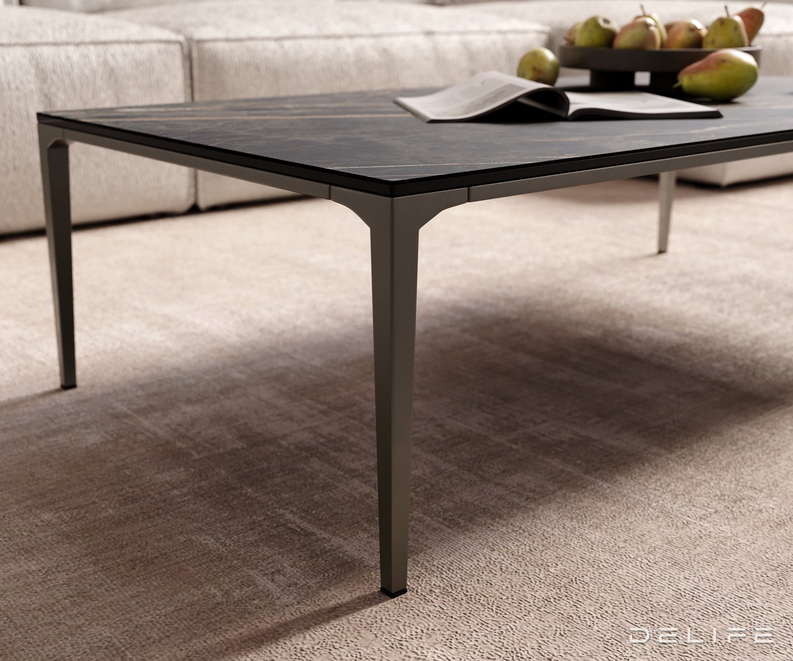 Klubska mizica Levente 110x60cm, Material: keramika Laminam Nero Greco